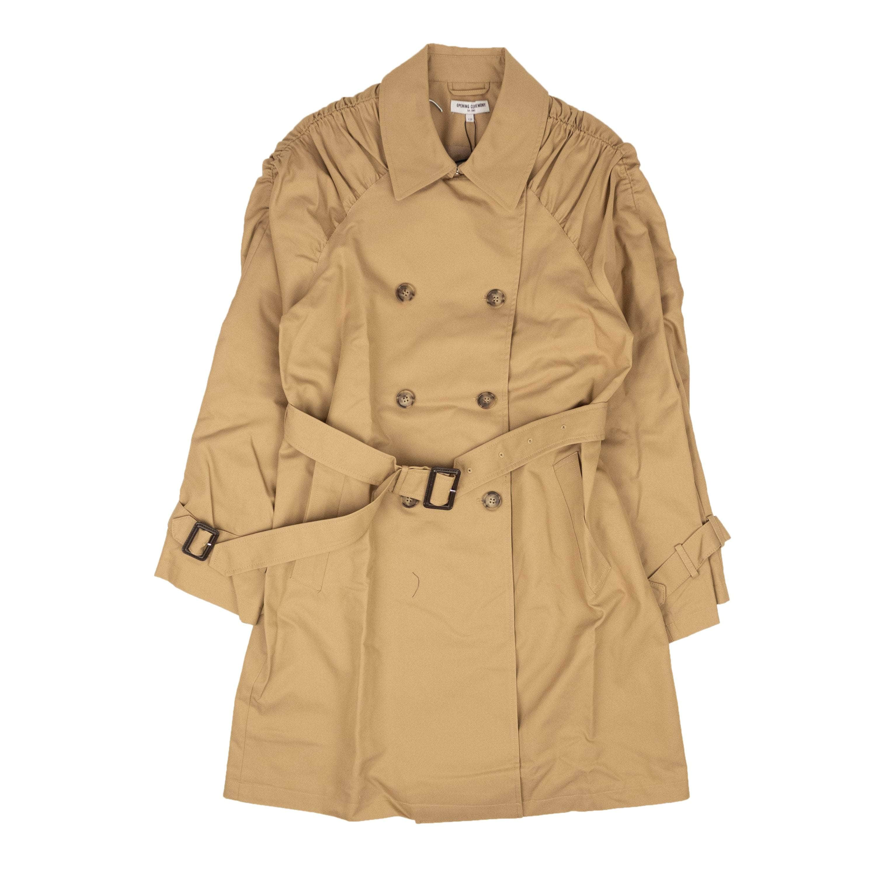 Opening Ceremony 95-OCY-0049/L NWT OPENING CEREMONY Sand Brown Cotton Smocked Trench Coat Size L $580 95-OCY-0049/L