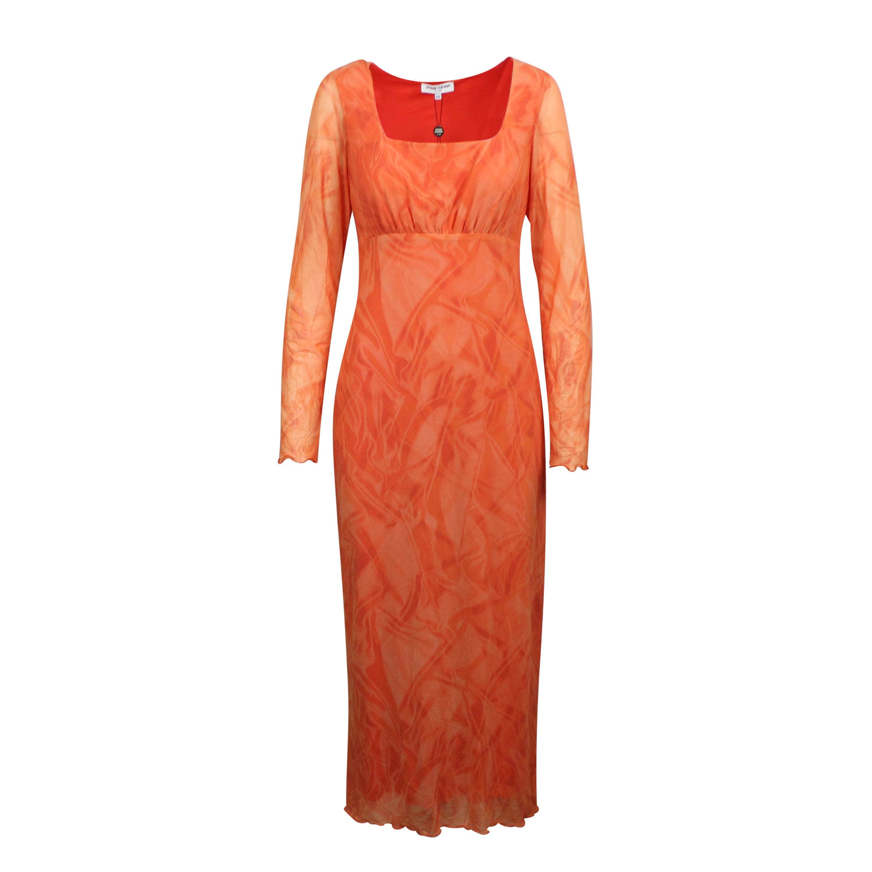 Opening Ceremony 95-OCY-0067/L NWT OPENING CEREMONY Clementine Orange Mesh Empire Dress Size L $350 95-OCY-0067/L