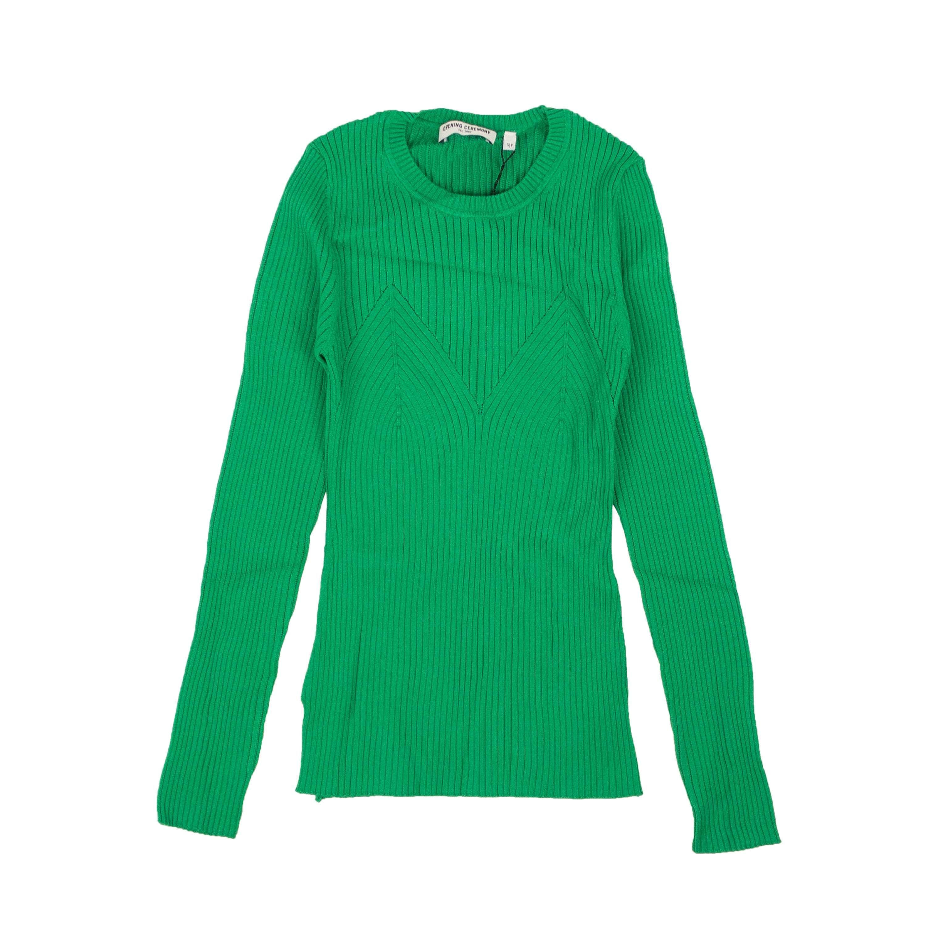 Opening Ceremony 95-OCY-1033/S NWT Opening Ceremony GREEN RIB KNIT SWEATER Size S $350 95-OCY-1033/S