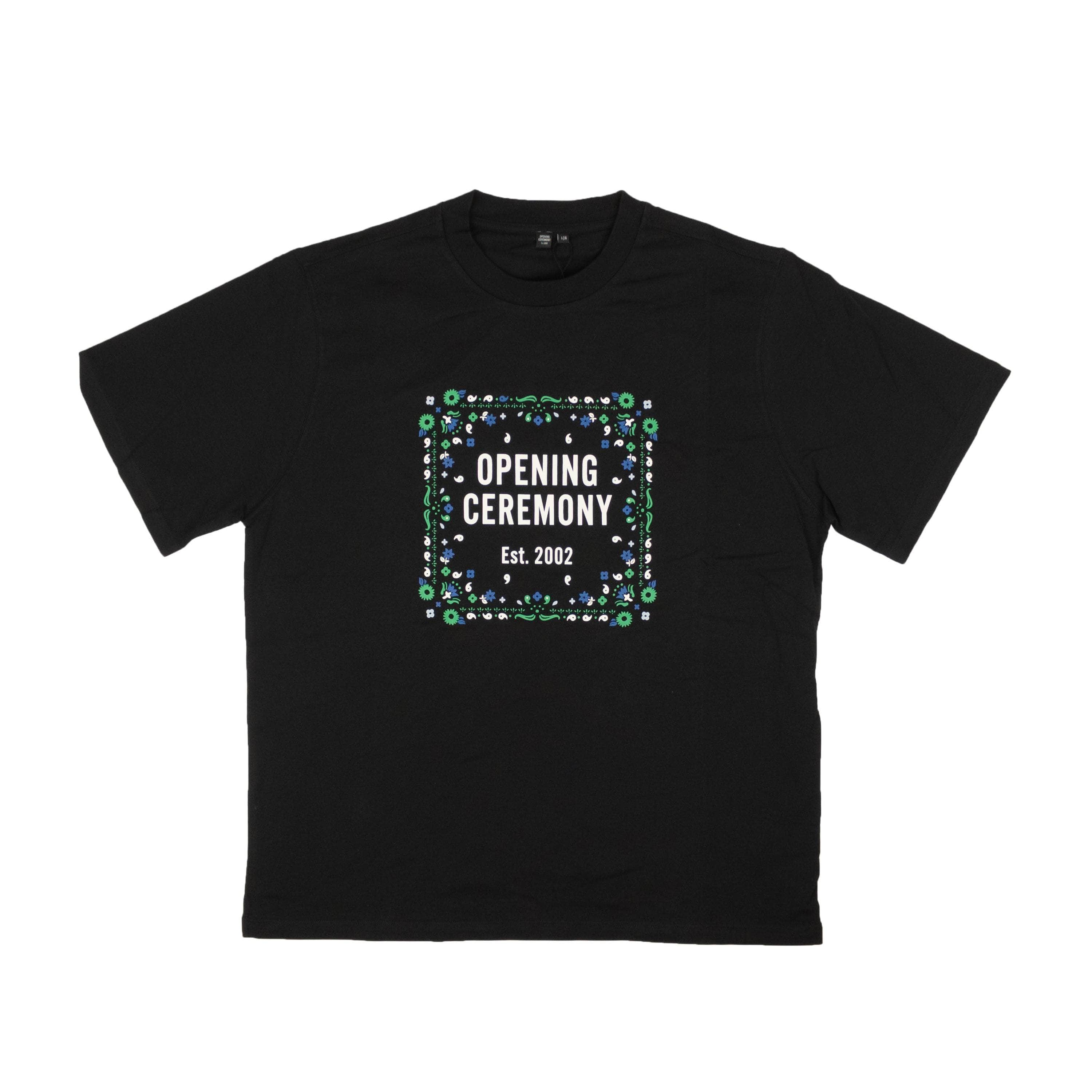 Opening Ceremony 95-OCY-1037/S NWT OPENING CEREMONY Black Cotton Bandana Box Logo T-Shirt Size S $95 95-OCY-1037/S