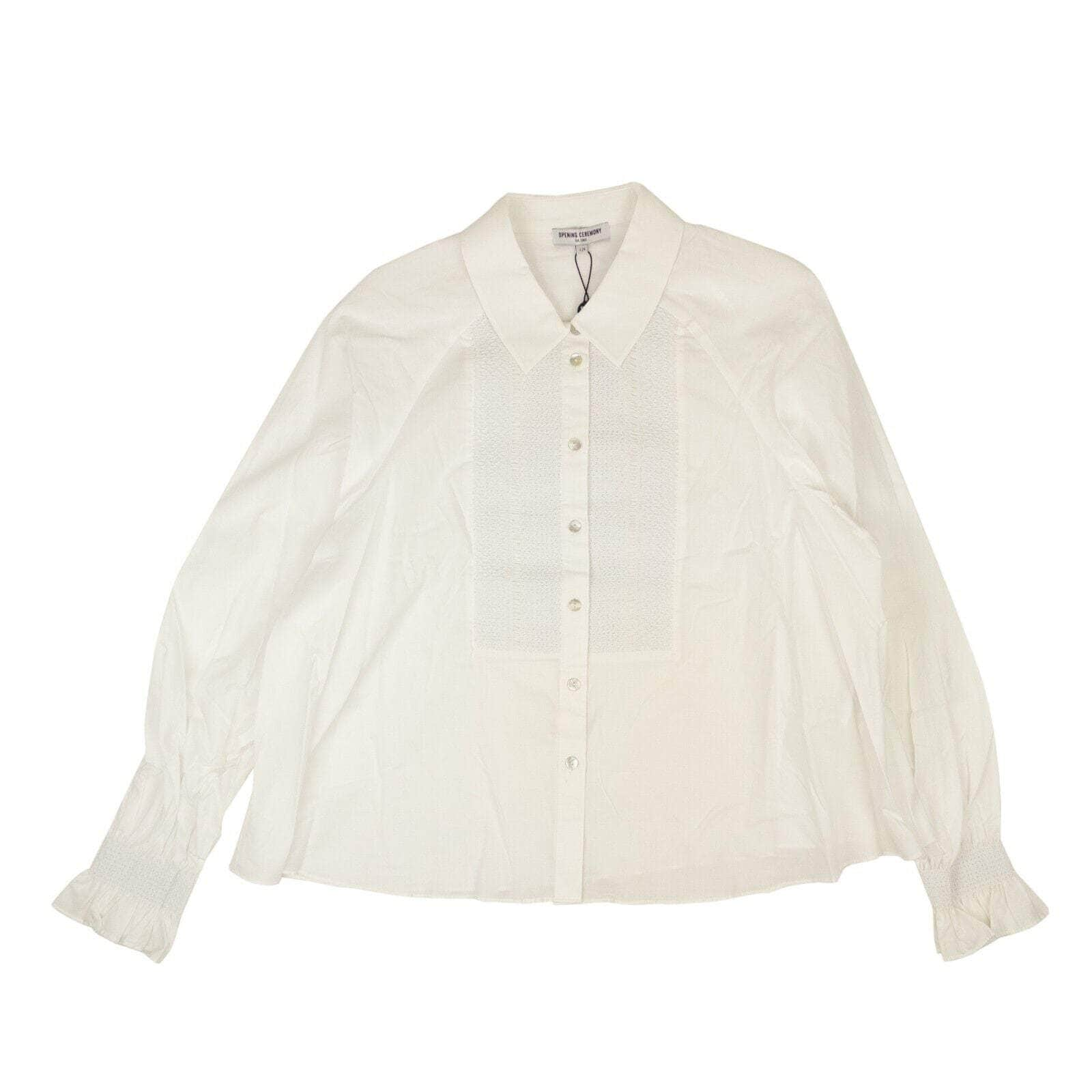 Opening Ceremony 95-OCY-1110/S NWT OPENING CEREMONY Optic White Long Sleeve Smocked Blouse Size S $250 95-OCY-1110/S