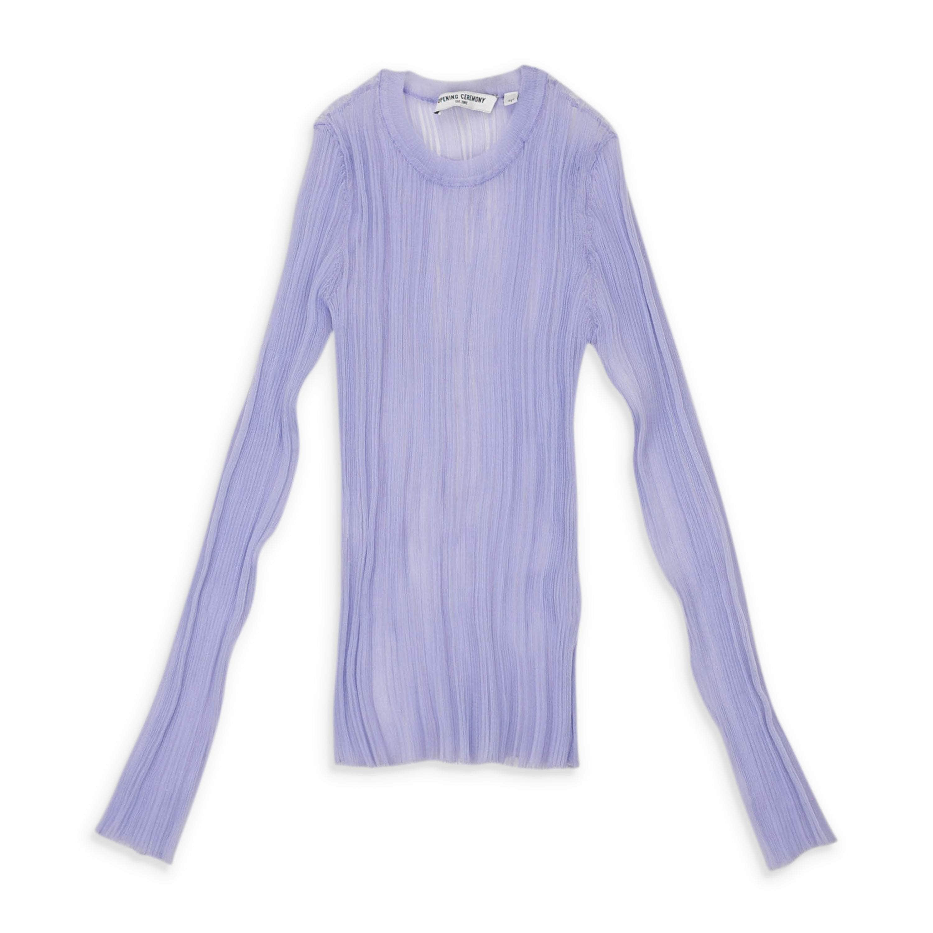 Opening Ceremony 95-OCY-1113/L 95-OCY-1113/L S20KDZ12561 LILAC Opening Ceremony L/S SHEER RIBBED TOP Size L 95-OCY-1113/L