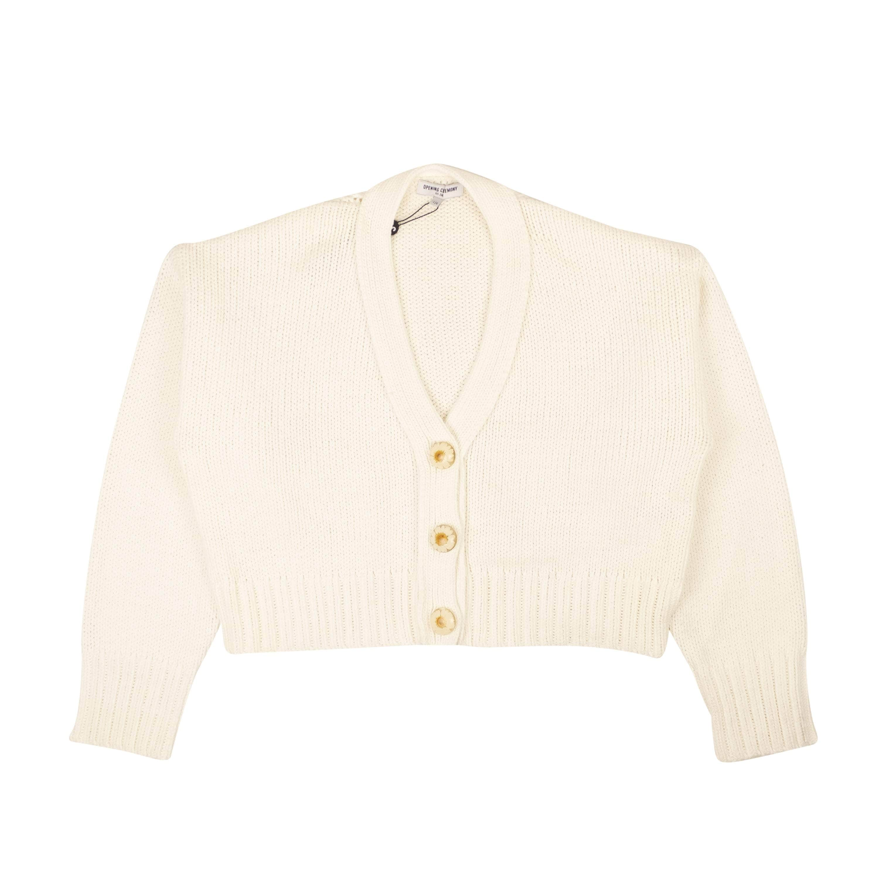 Opening Ceremony 95-OCY-1114/L NWT OPENING CEREMONY Optic White Cotton Cropped Knit Cardigan Size L $395 95-OCY-1114/L