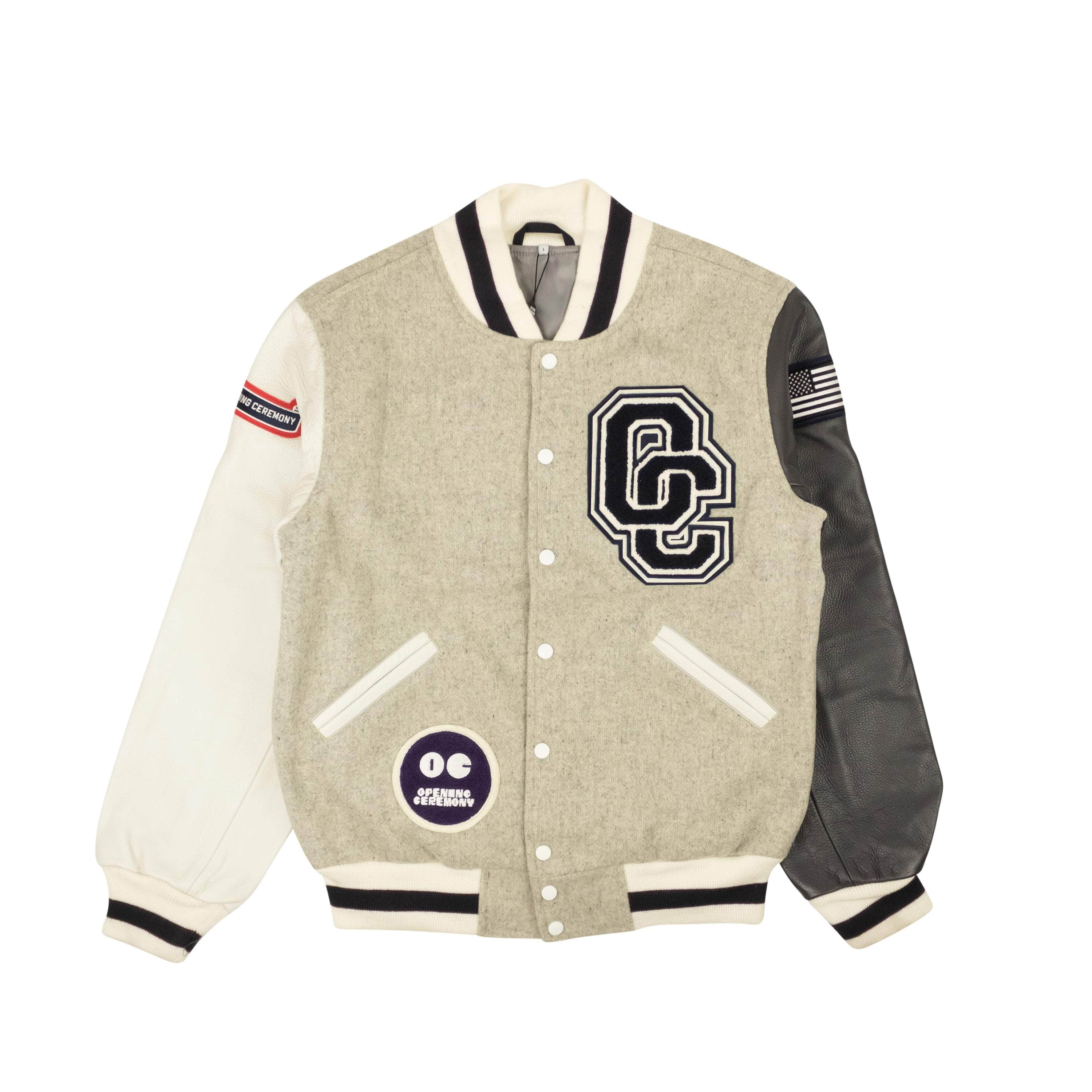 Opening Ceremony 95-OCY-1129/XS NWT Opening Ceremony LIGHT GREY OC CLASSIC VARSITY JACKET Size XS $395 95-OCY-1129/XS