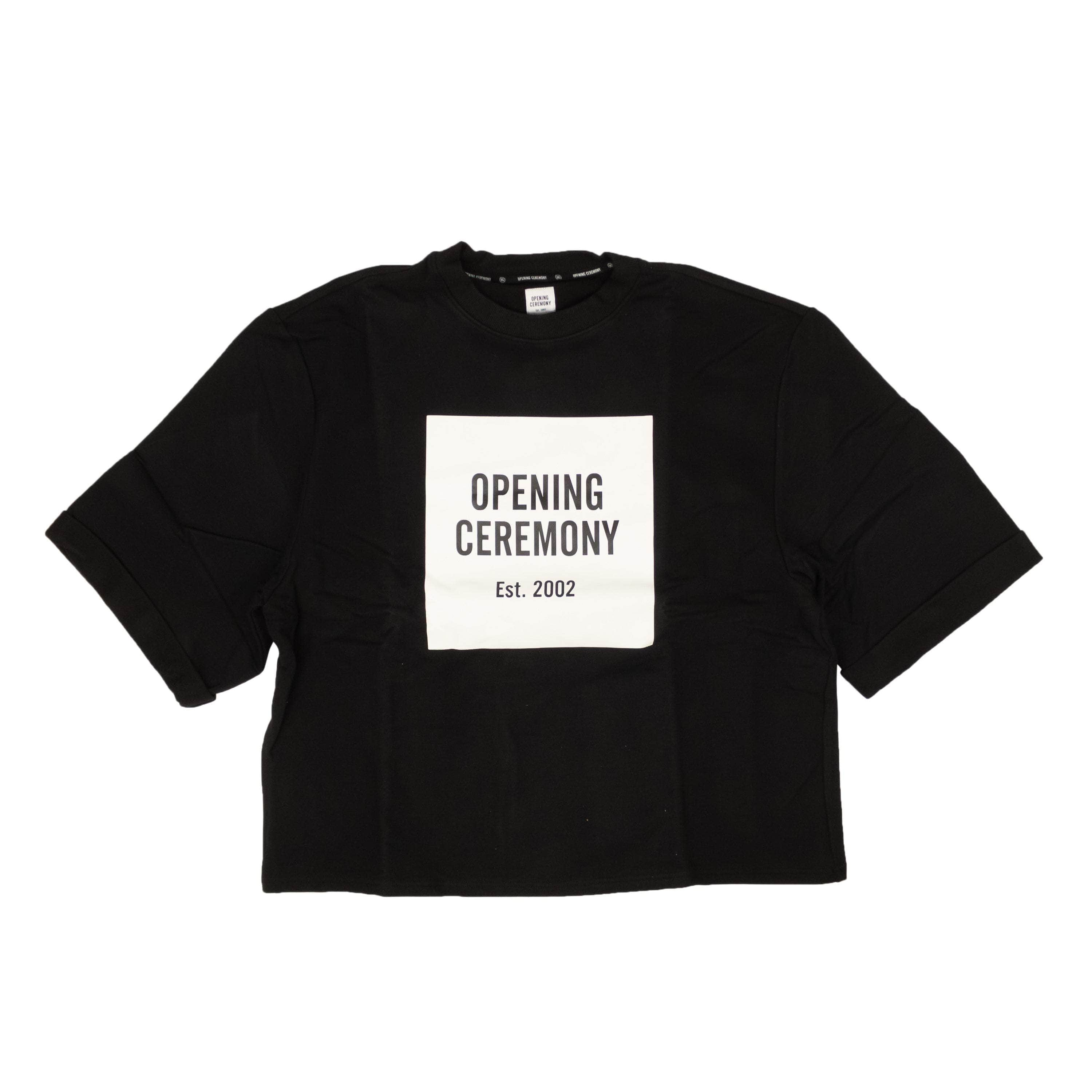 Opening Ceremony 95-OCY-1130/XS NWT Opening Ceremony BLACK BLANK OC CROPPED T-SHIRT LOGO SWEAT TEE Size XS $115 95-OCY-1130/XS