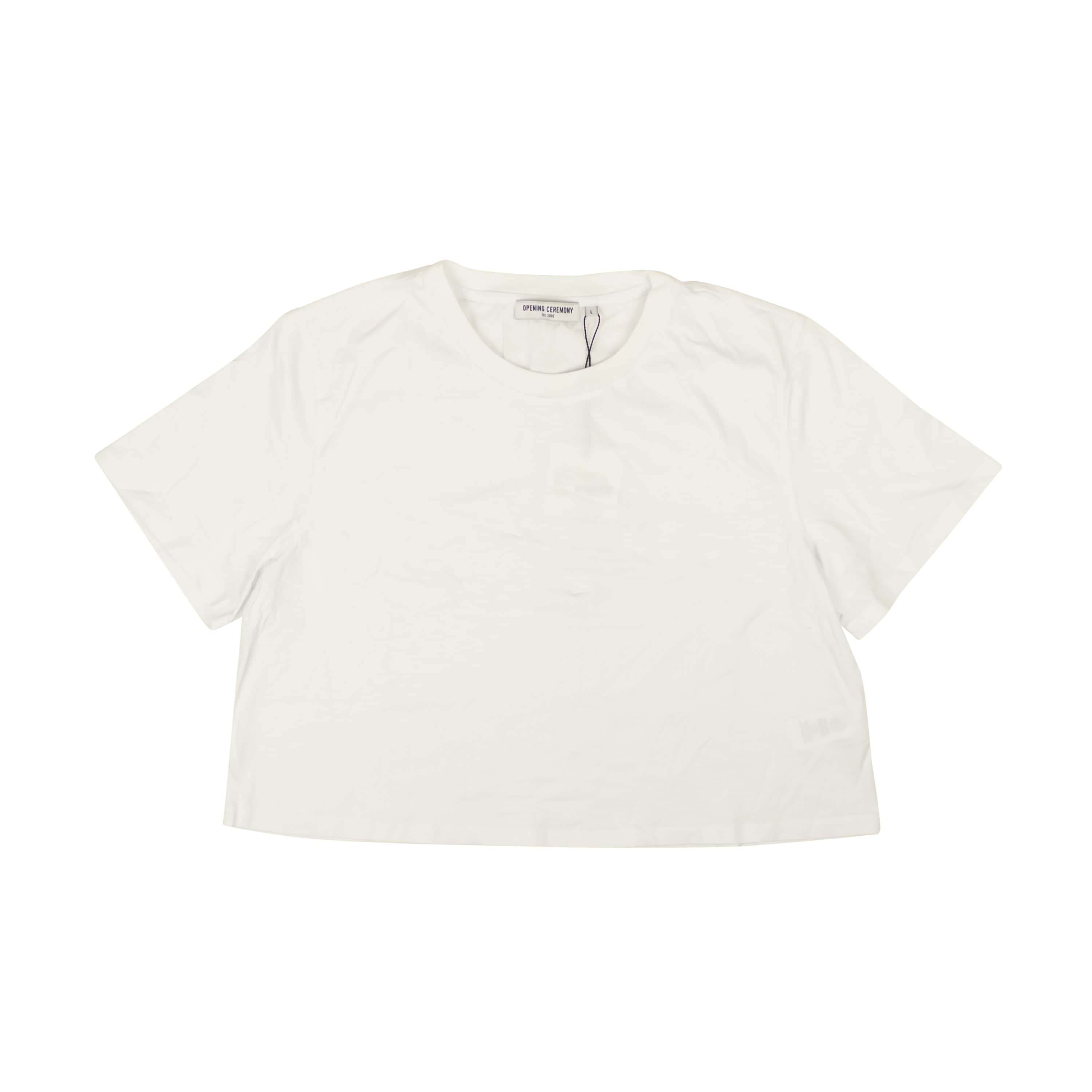 Opening Ceremony 95-OCY-1135/M NWT Opening Ceremony CHALK BLANK OC CROPPED T-SHIRT Size M $60 95-OCY-1135/M