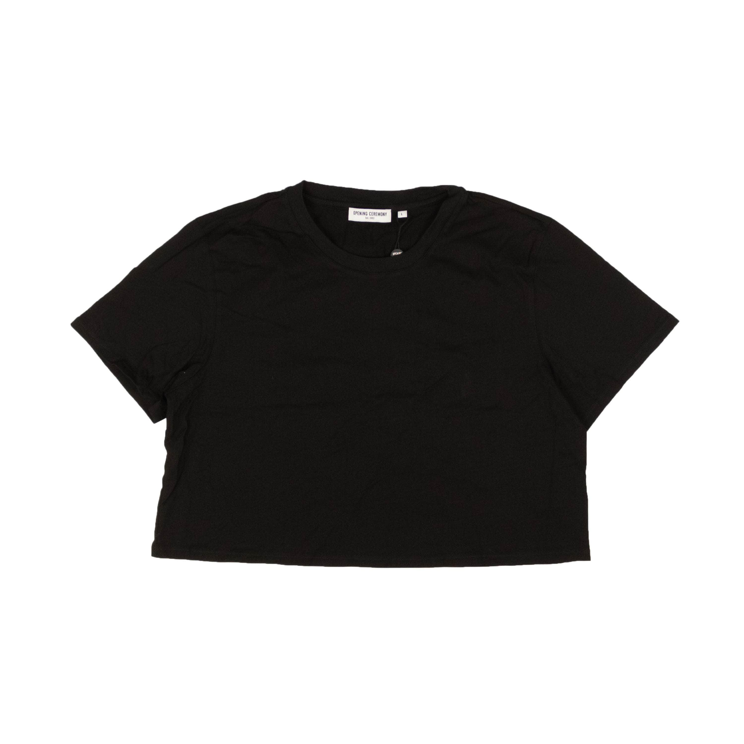 Opening Ceremony 95-OCY-1136/L NWT OPENING CEREMONY Black Blank OC Cropped Short Sleeve T-Shirt Size L $60 95-OCY-1136/L