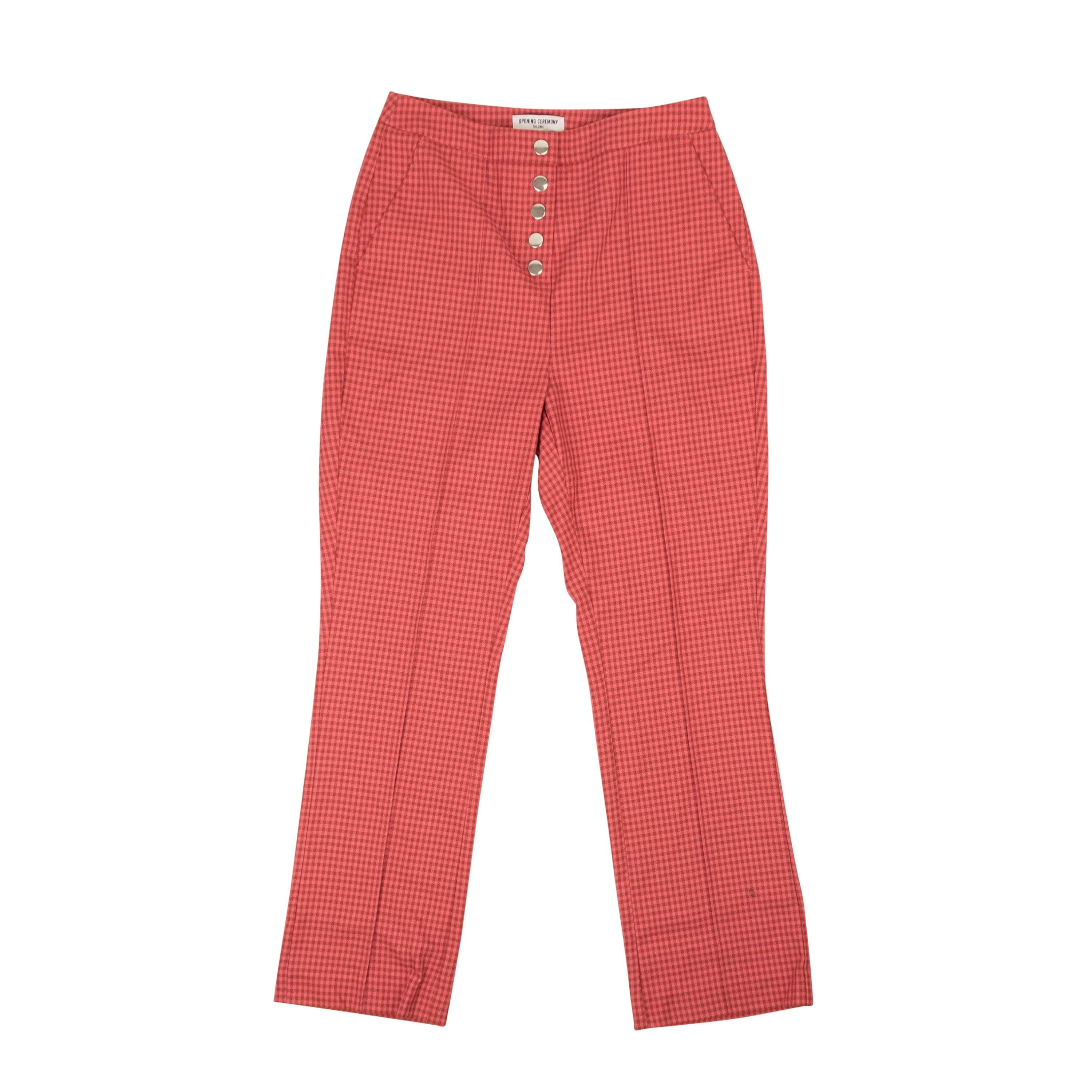 Opening Ceremony 95-OCY-1216/0 NWT OPENING CEREMONY Rust Red Polyester Snap Front Gingham Pants Size 0/36 $320 95-OCY-1216/0