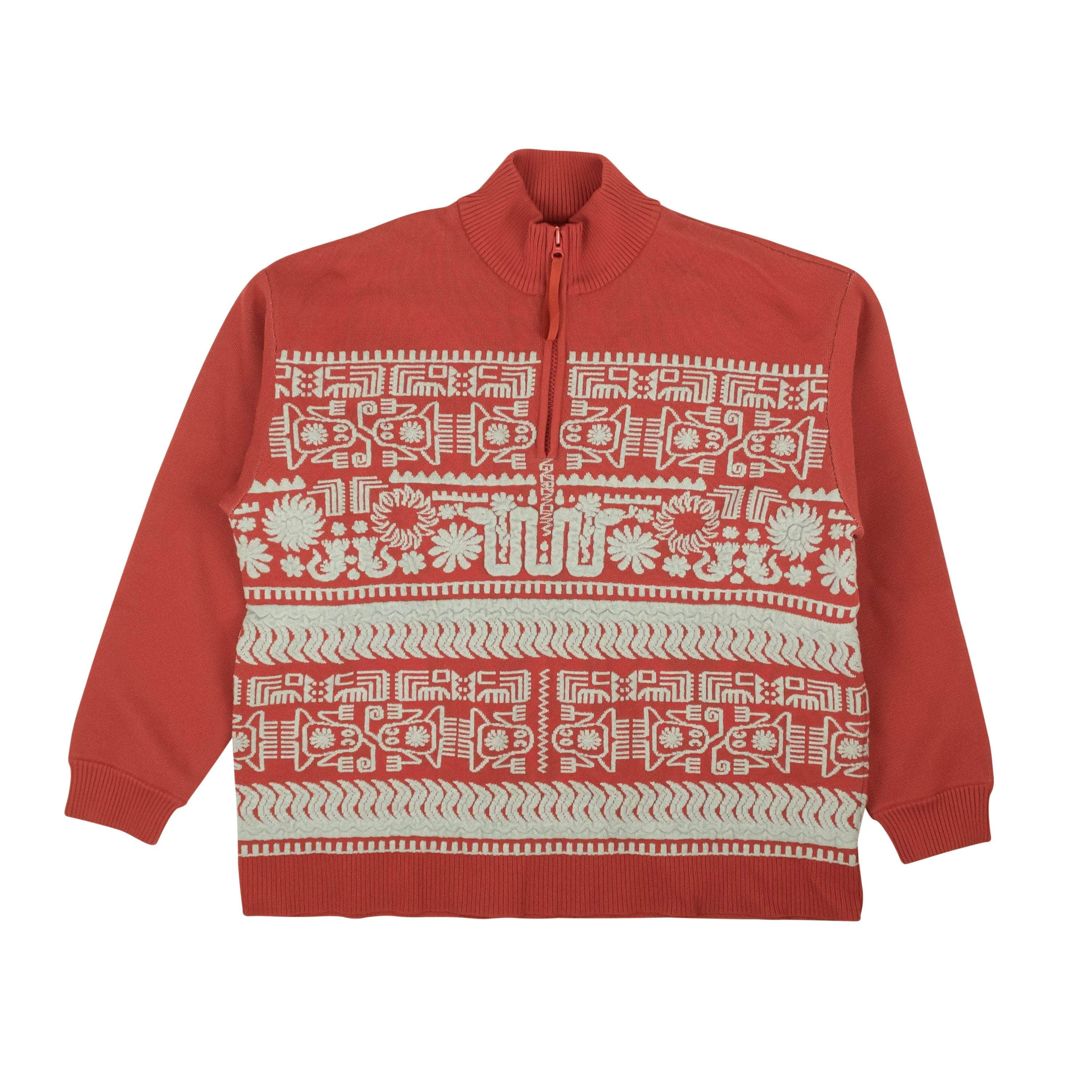 Opening Ceremony 95-OCY-1220/M NWT Opening Ceremony RUST POWDER BLUE JACQUARD AZTEC SWEATER Size M $430 95-OCY-1220/M