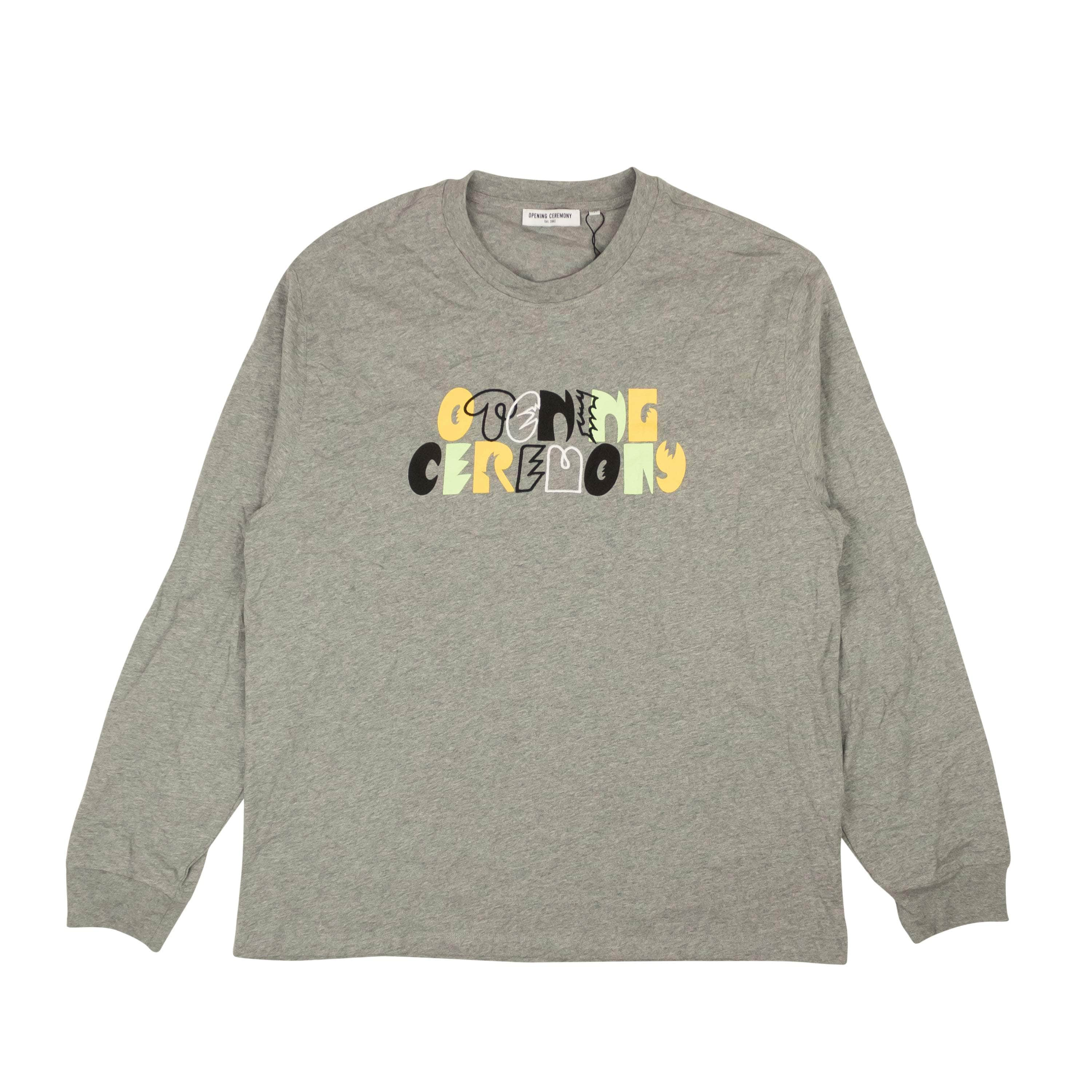 Opening Ceremony 95-OCY-1234/M NWT Opening Ceremony HEATHER GREY LS GRAPHIC LOGO TEE Size M $130 95-OCY-1234/M