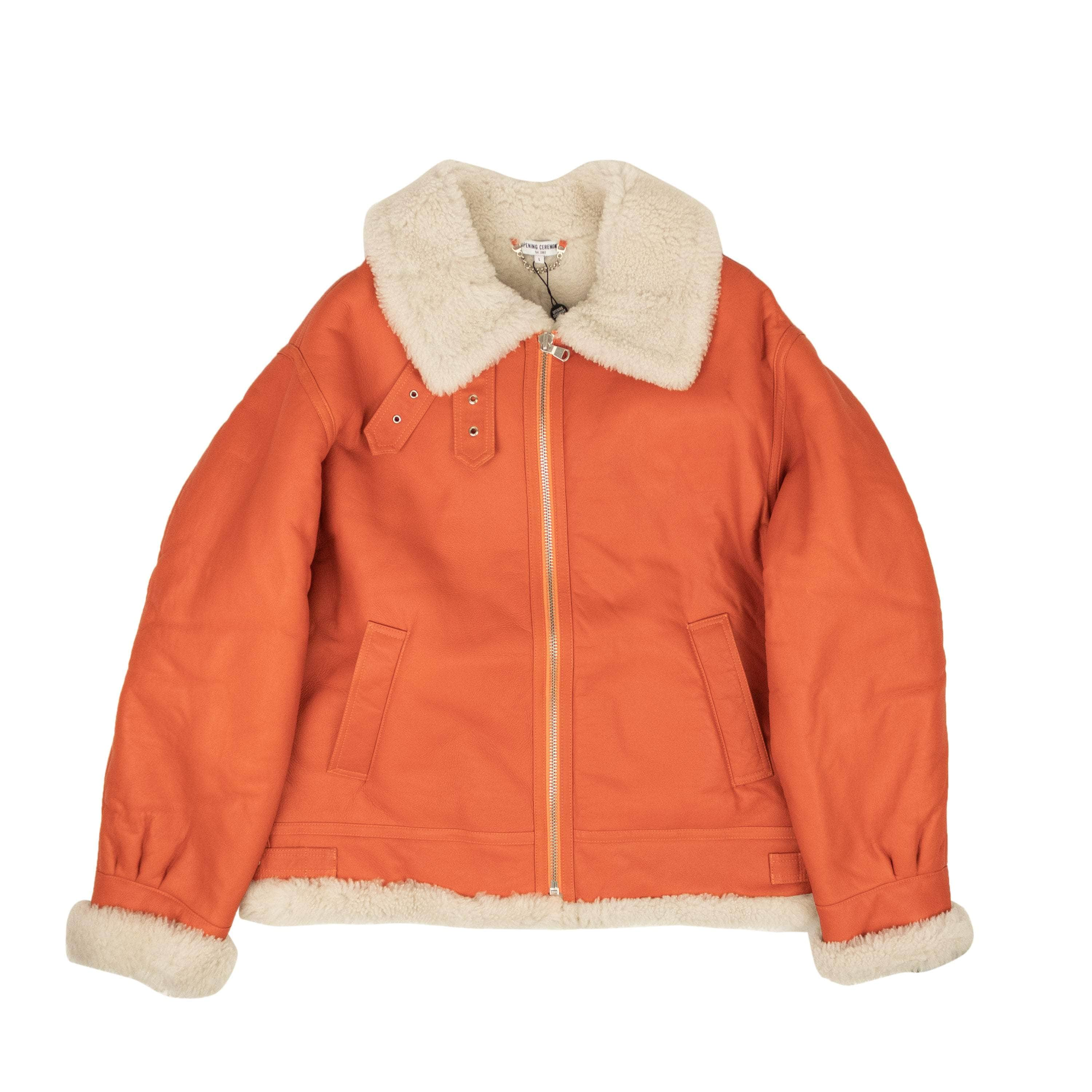 Opening Ceremony 95-OCY-1250/L NWT OPENING CEREMONY Orange Shearling Zip Up Short Jacket Size L $895 95-OCY-1250/L