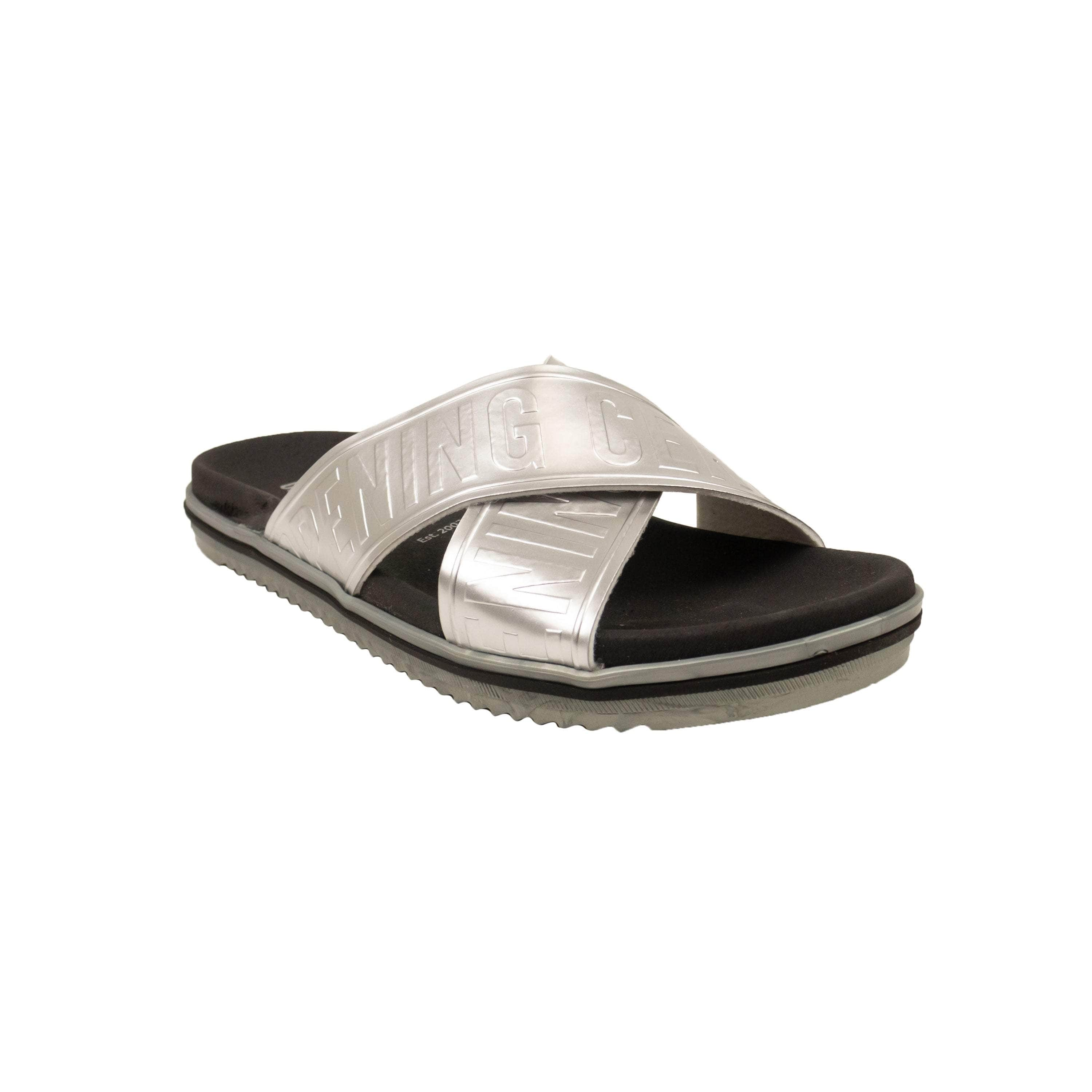 Opening Ceremony 95-OCY-2007/42 NIB OPENING CEREMONY Silver Rubber Berkley Cross Strap Slides Size 9/42 $95 95-OCY-2007/42