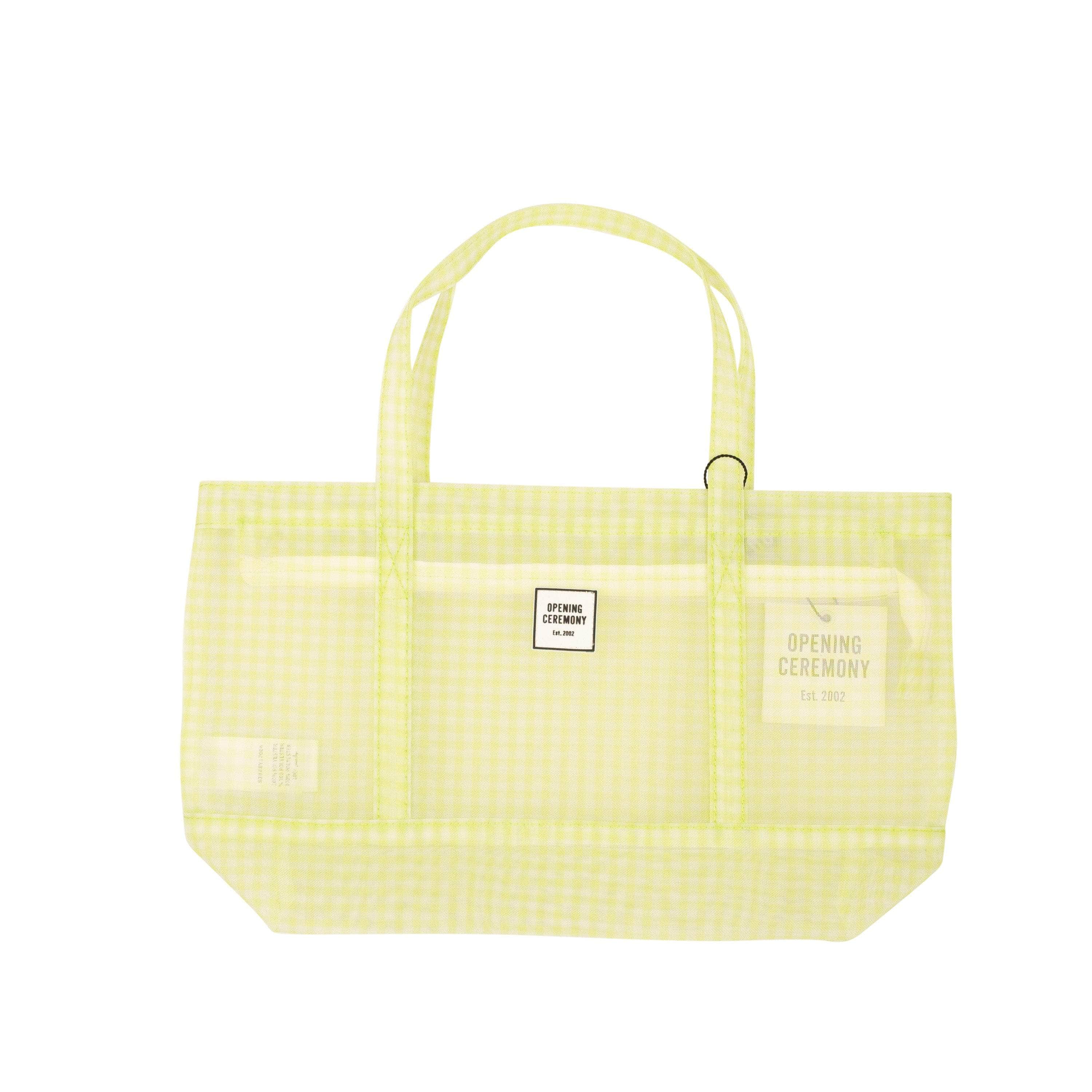 Opening Ceremony channelenable-all, chicmi, couponcollection, gender-mens, gender-womens, main-handbags, mens-shoes, opening-ceremony, size-os, under-250, unisex-bags OS Lime Green Gingham Small Chinatown Tote Bag 95-OCY-3058/OS 95-OCY-3058/OS
