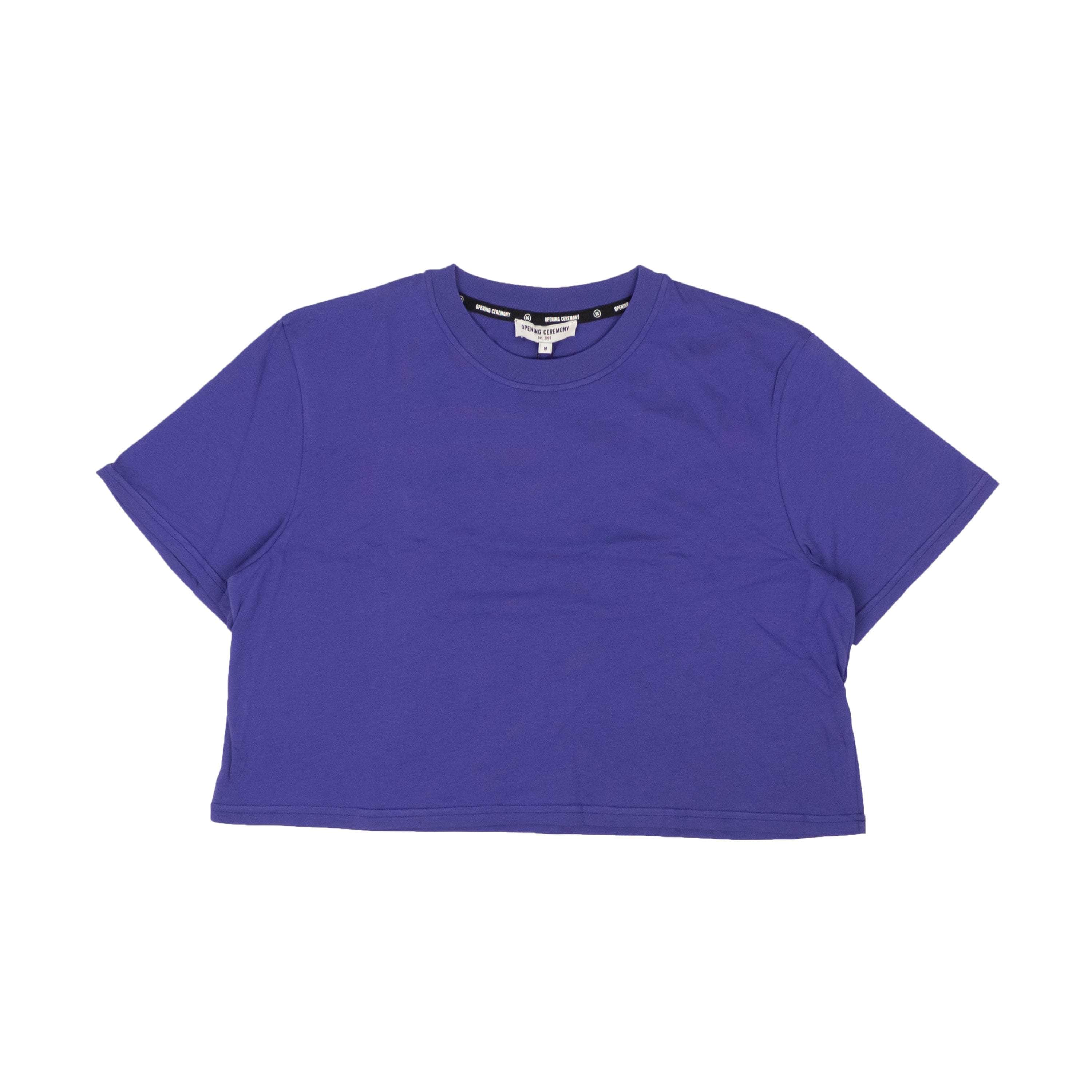 Opening Ceremony channelenable-all, chicmi, couponcollection, gender-mens, main-clothing, mens-shoes, opening-ceremony, size-m, under-250 Violet Cotton Blank Cropped T-Shirt