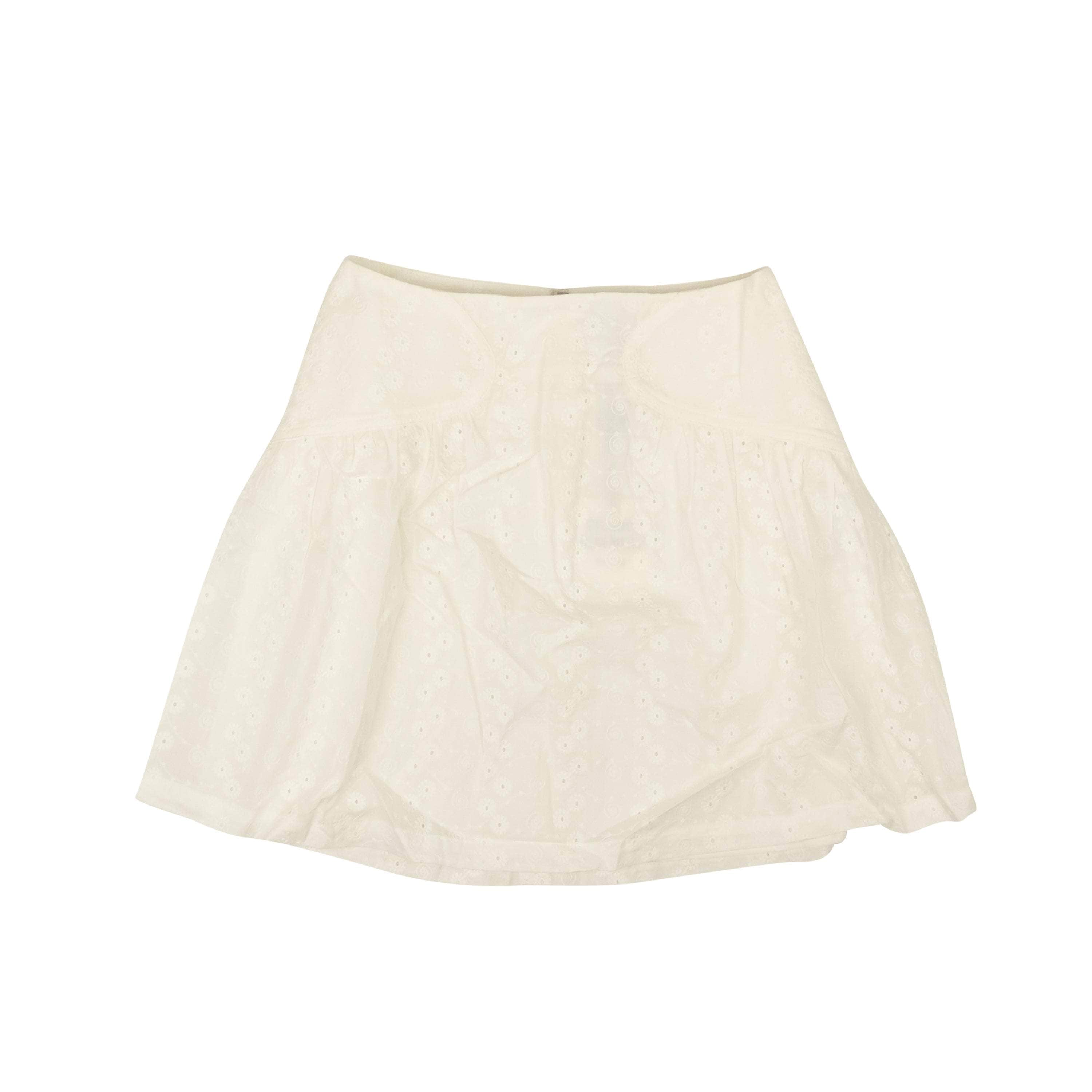 Opening Ceremony channelenable-all, chicmi, couponcollection, gender-womens, main-clothing, opening-ceremony, size-0, under-250, womens-flared-skirts Optic White Cotton Eyelet Mini Skirt