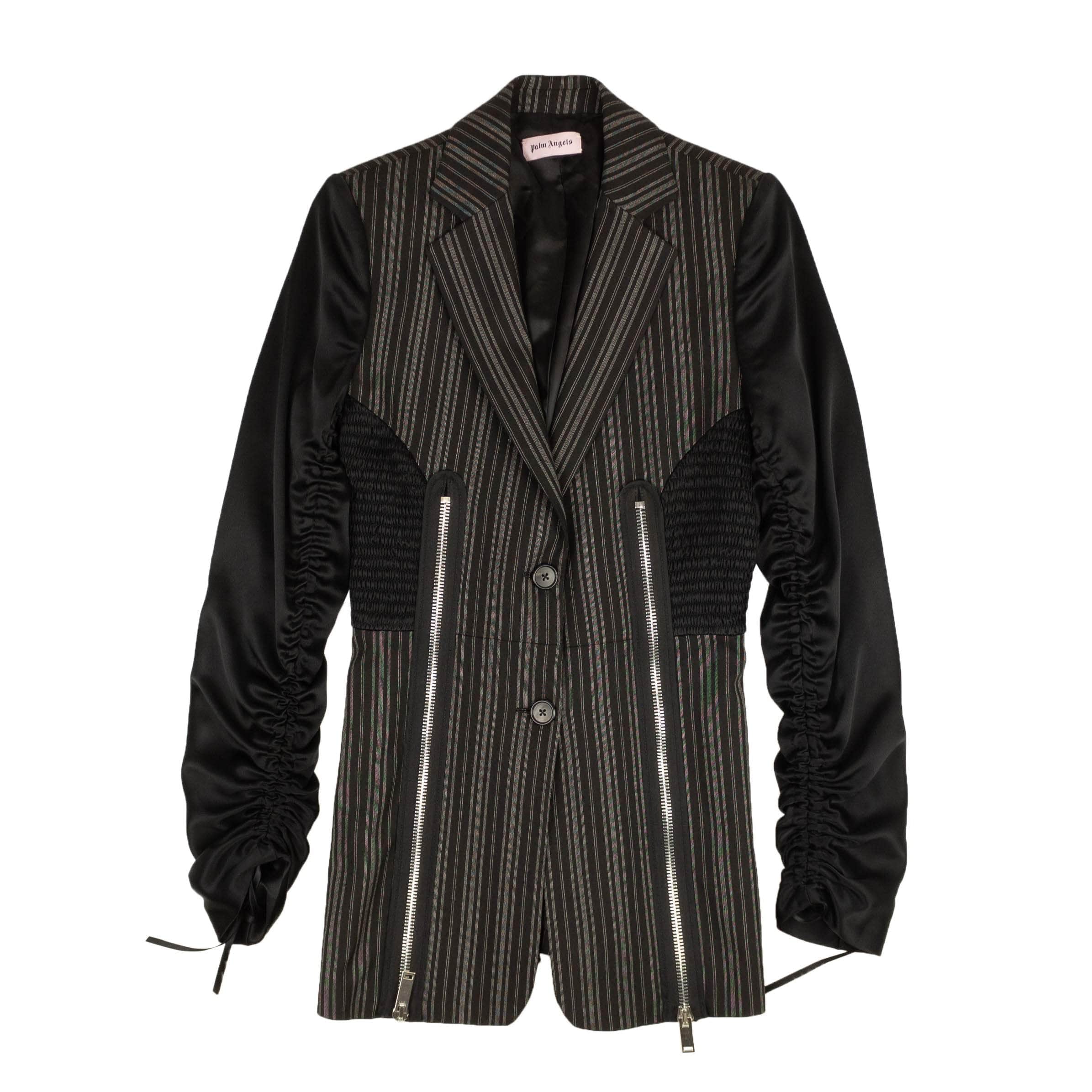Palm Angels 1000-2000, channelenable-all, chicmi, couponcollection, gender-womens, main-clothing, palm-angels, size-40, womens-jackets-blazers 40 Black Stripe Cinched Blazer 82NGG-PA-27/40 82NGG-PA-27/40