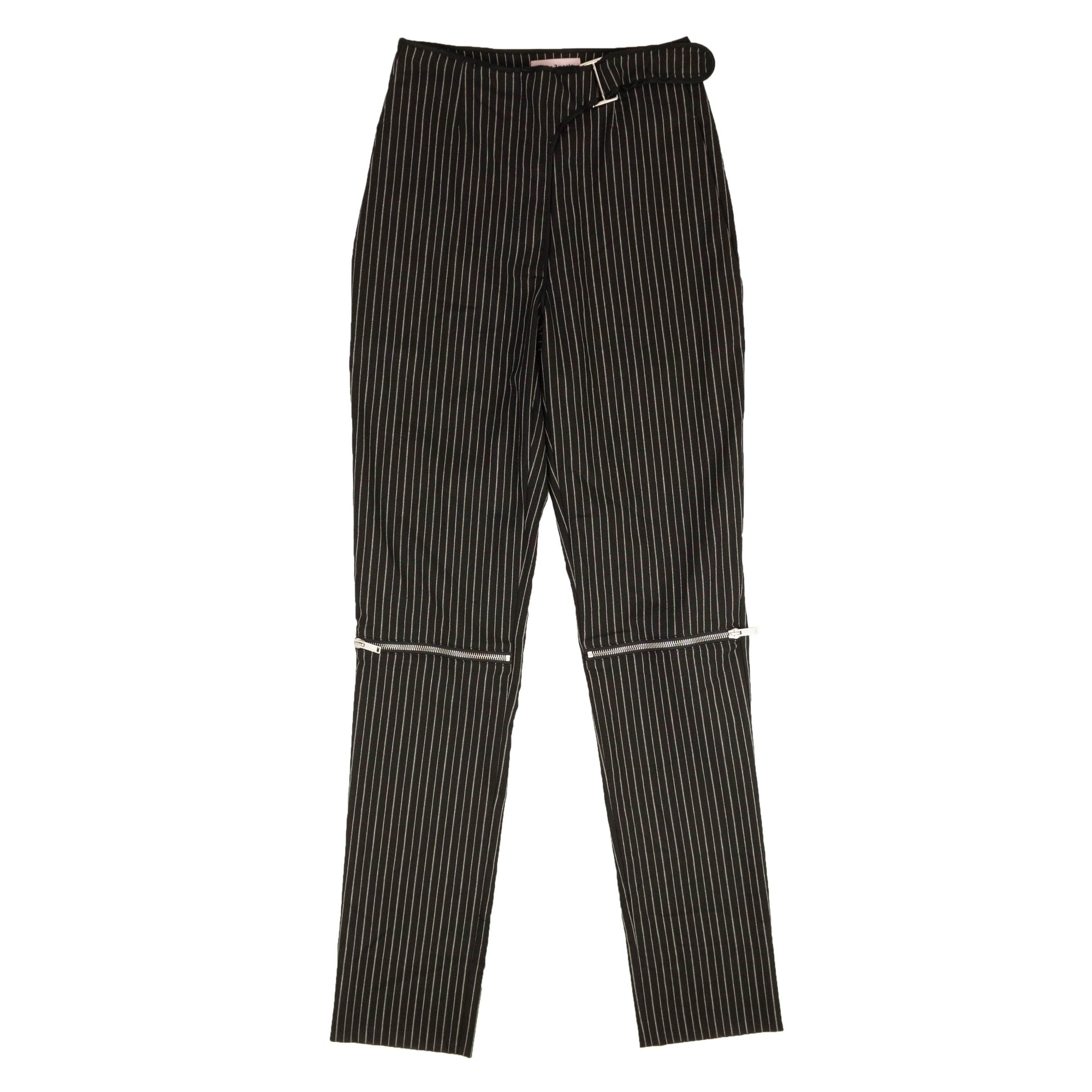 Palm Angels 250-500, channelenable-all, chicmi, couponcollection, gender-womens, main-clothing, palm-angels, size-40, womens-straight-pants 40 Black Pinstripe Buckle Pants 82NGG-PA-1390/40 82NGG-PA-1390/40