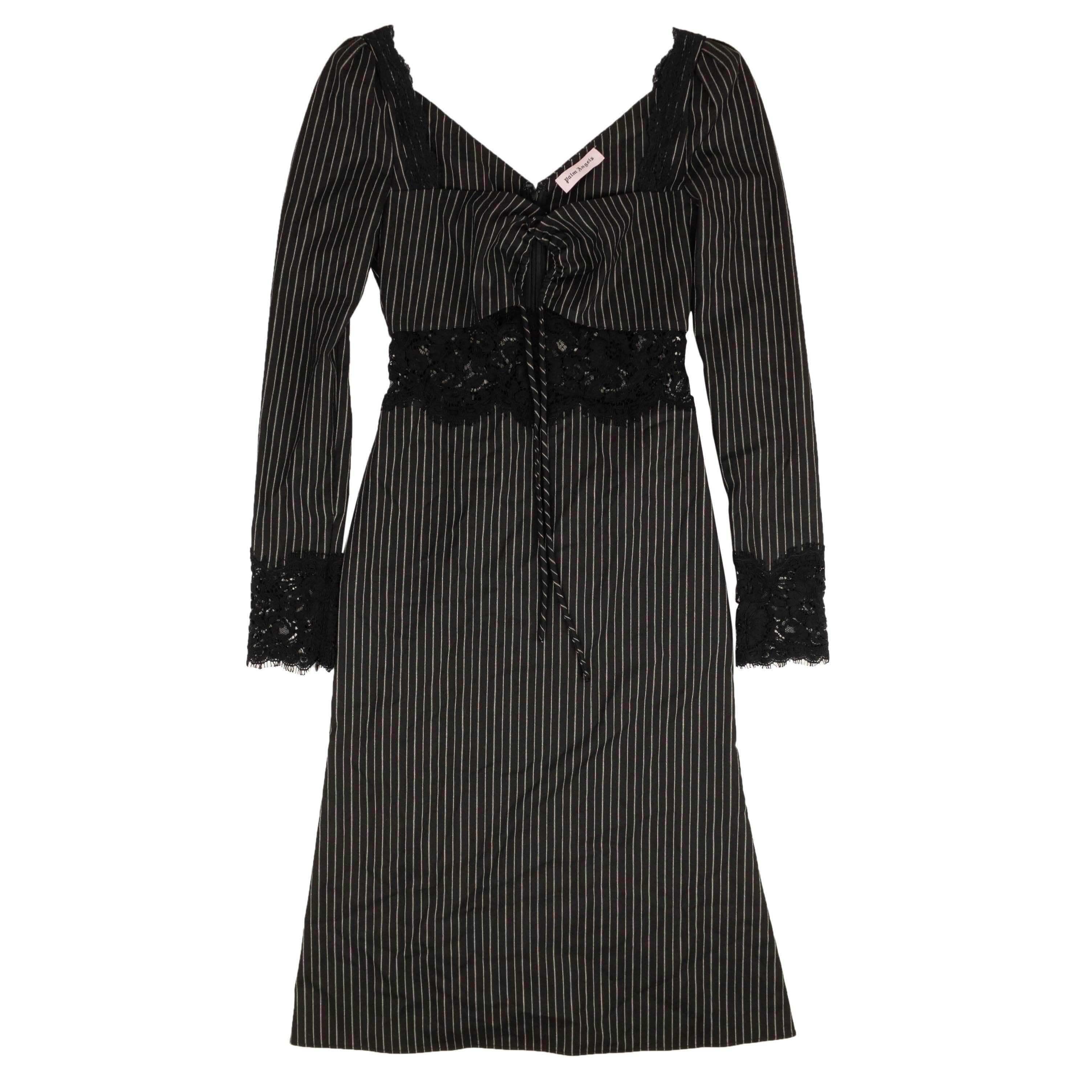 Palm Angels 500-750, channelenable-all, chicmi, couponcollection, gender-womens, main-clothing, palm-angels, size-40 40 Black Pinstripe Lace Dress 82NGG-PA-1415/40 82NGG-PA-1415/40