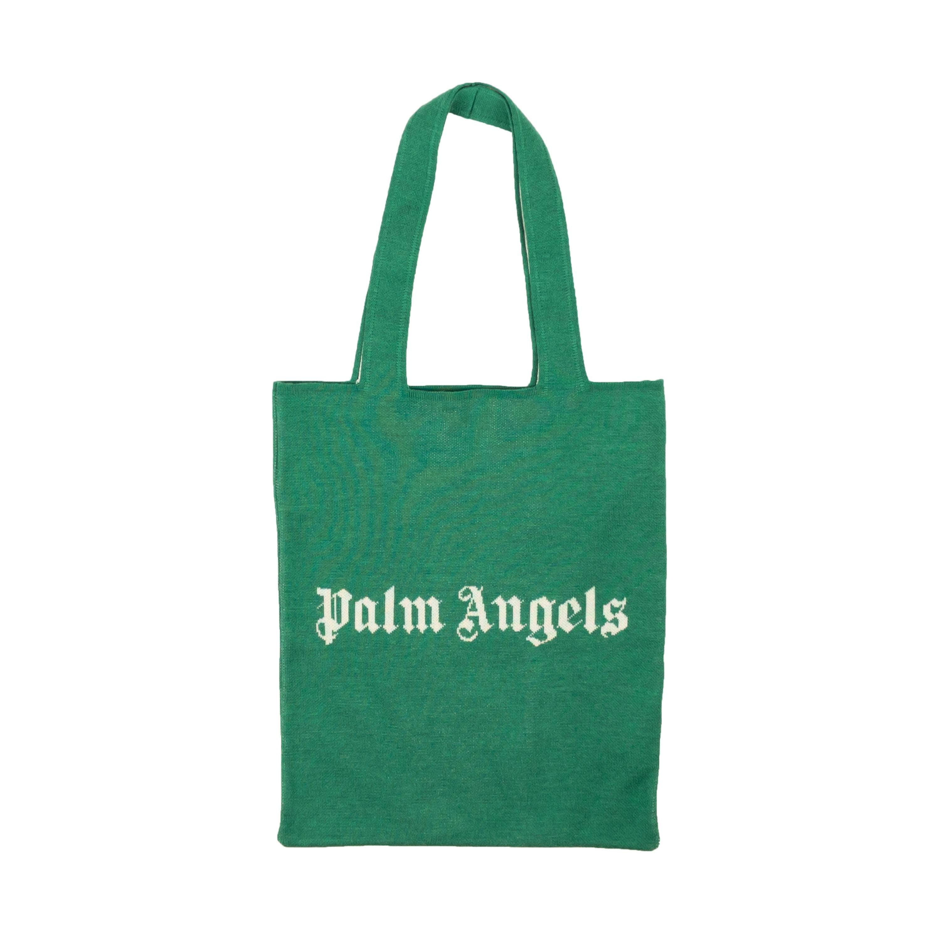 Palm Angels 500-750, channelenable-all, chicmi, couponcollection, gender-womens, main-handbags, mens-tote-bags, palm-angels, size-os OS Green PA Knit Wool Blend Shopper Tote Bag PLM-XBGS-0002/OS PLM-XBGS-0002/OS
