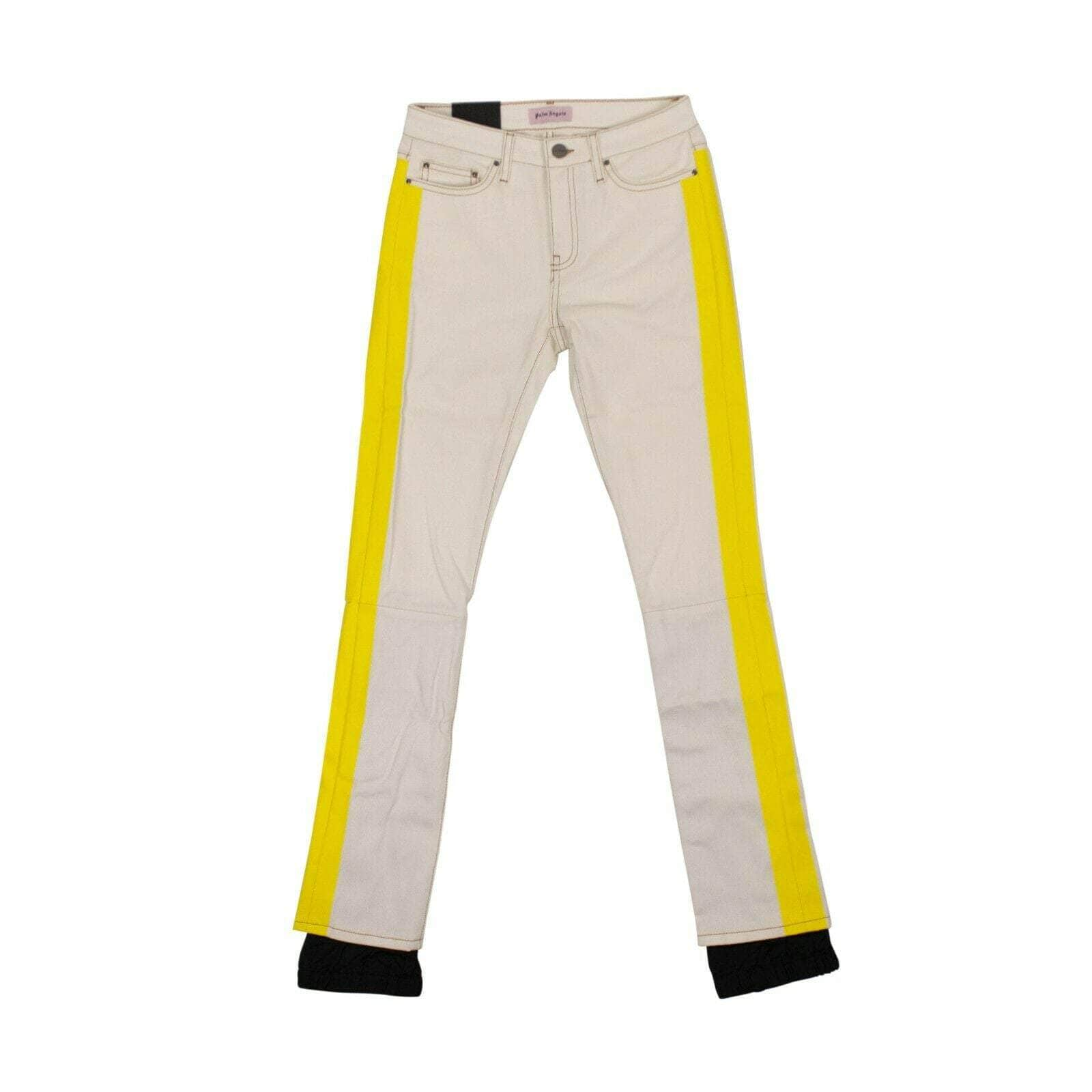 Palm Angels 74NGG-PA-1028/25 NWT PALM ANGELS White Denim Yellow Stripped Stretch Jeans Pants Size 25 $665 74NGG-PA-1028/25