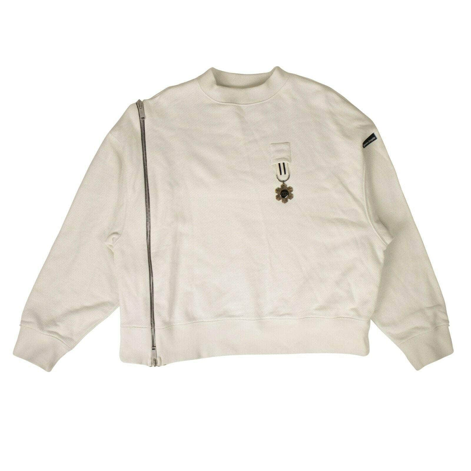 Palm Angels 82NGG-PA-1047/M NEW PALM ANGELS White Cotton 'Zipper' Crew Neck Sweatshirt Size M $1155 82NGG-PA-1047/M