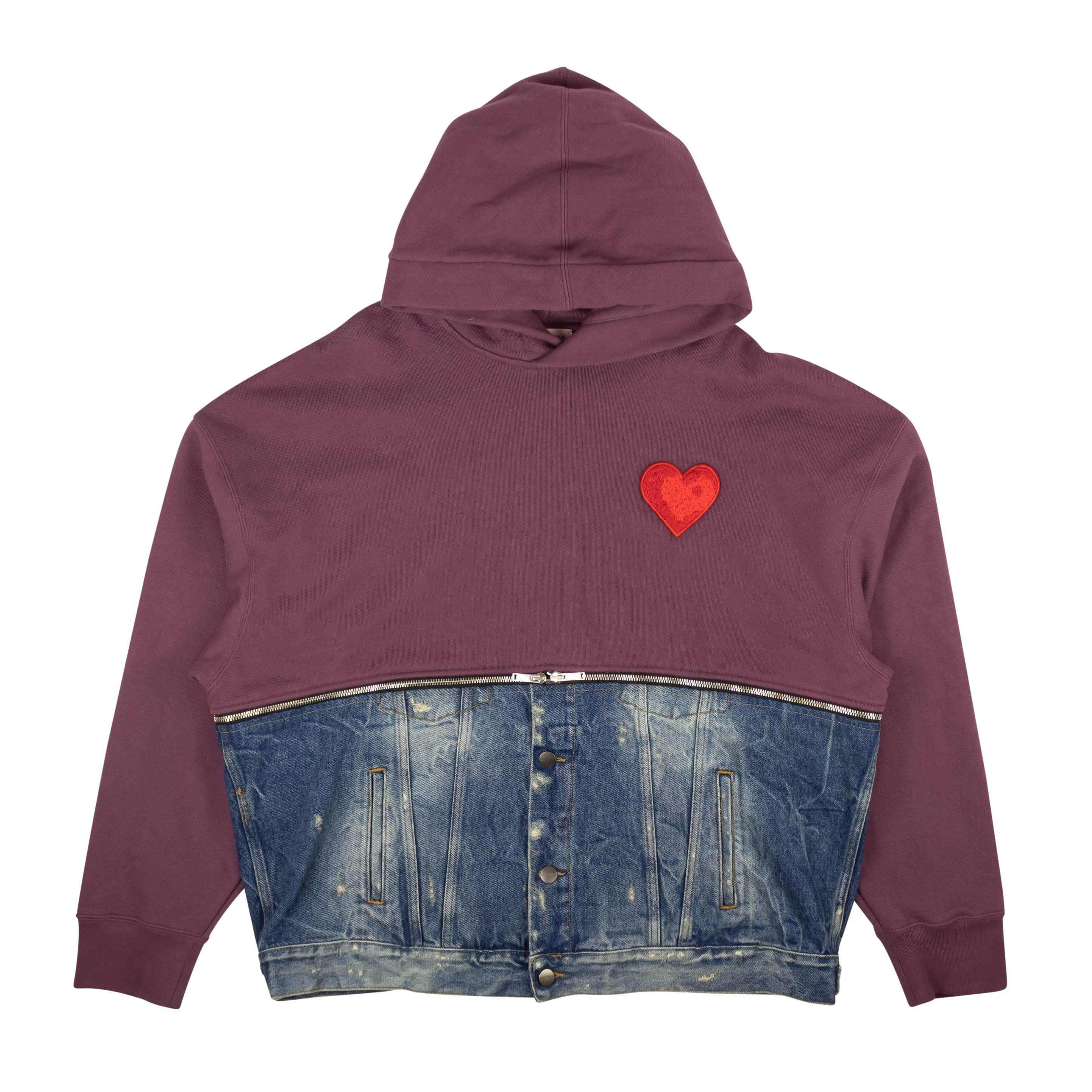 Palm Angels 82NGG-PA-1197/M NEW PALM ANGELS Purple & Denim Horizontal Zipper Hoodie Size M $1105 82NGG-PA-1197/M