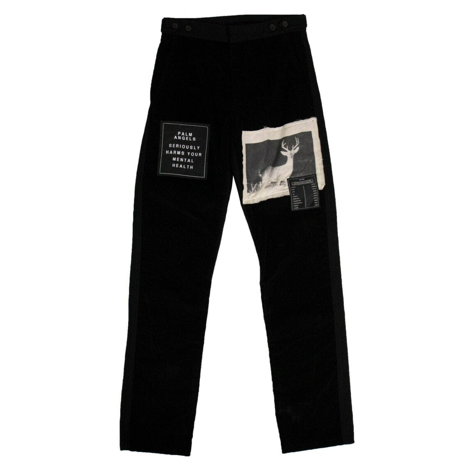 Palm Angels 82NGG-PA-1239/46 NWT PALM ANGELS Black Corduroy Patches Pants Size 36/46 $965 82NGG-PA-1239/46