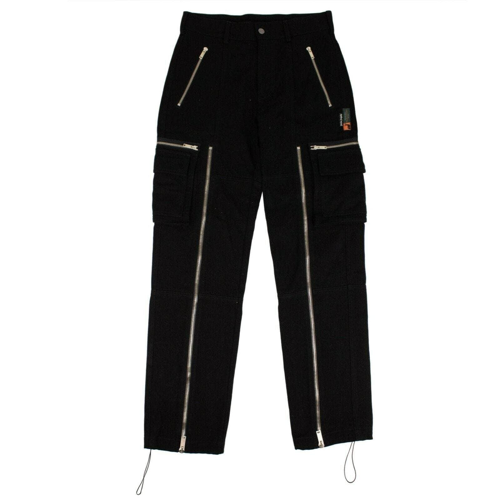 Palm Angels 82NGG-PA-1242/48 NWT PALM ANGELS Black Zip Embellished Straight Leg Pants Size 38/48 $1365 82NGG-PA-1242/48