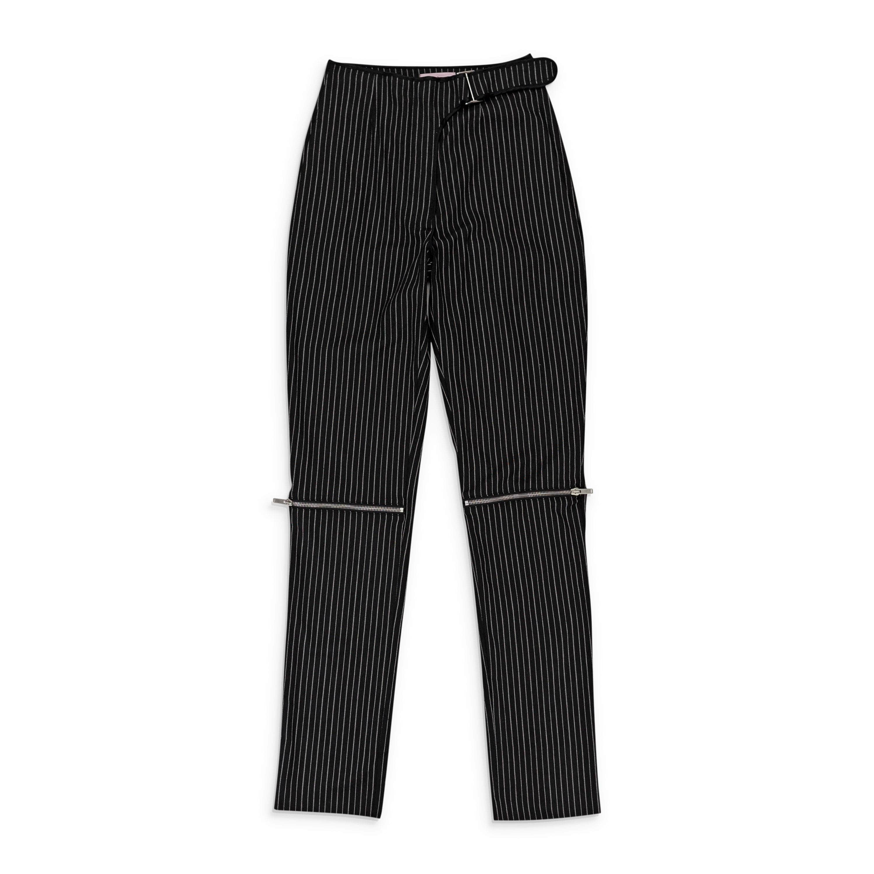 Palm Angels 82NGG-PA-1390/40 NWT PALM ANGELS Black Pinstripe Buckle Pants Size 4/40 $770 82NGG-PA-1390/40