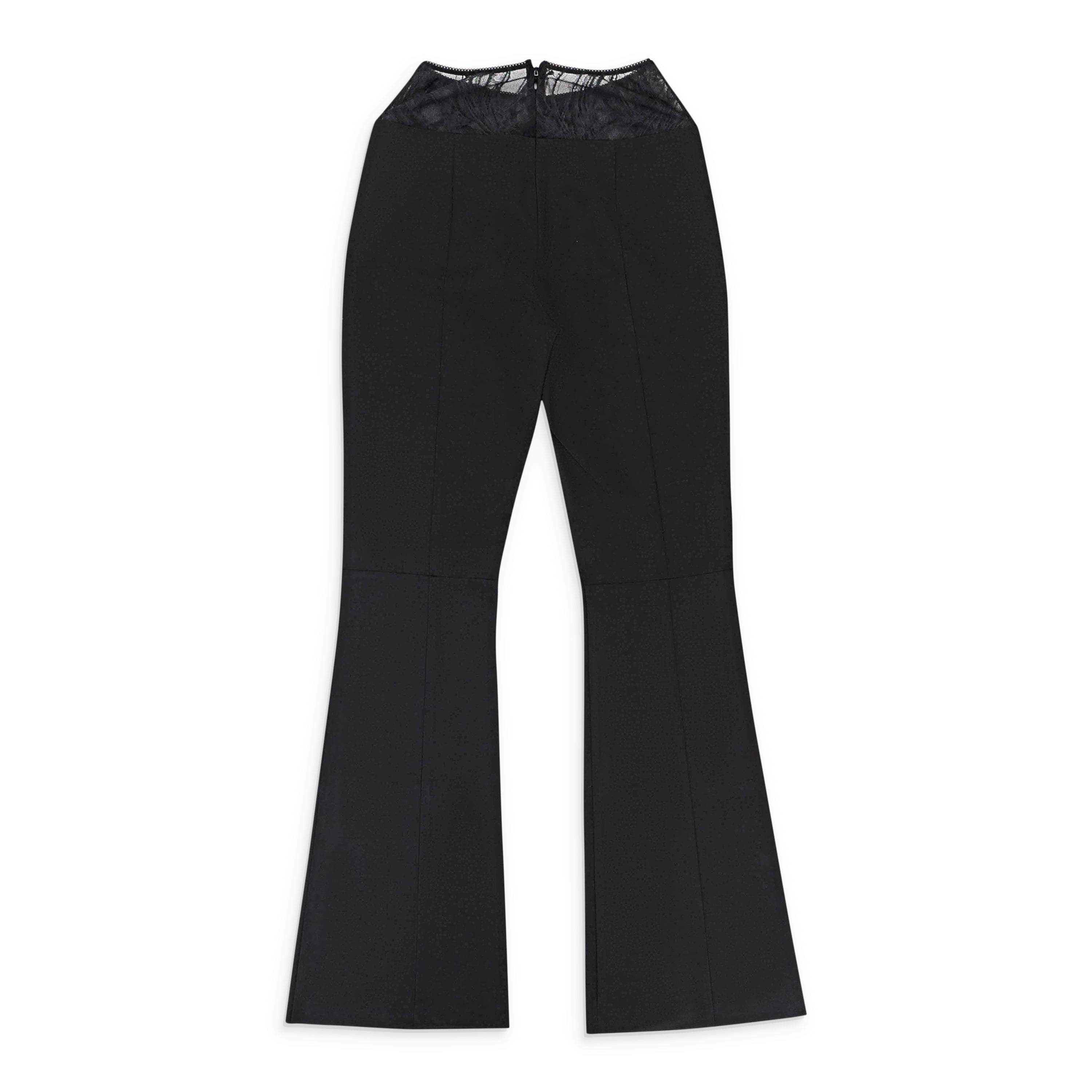 Palm Angels 82NGG-PA-1392/40 NWT PALM ANGELS Black Lace Waist Wide Leg Pants Size 4/40 $860 82NGG-PA-1392/40