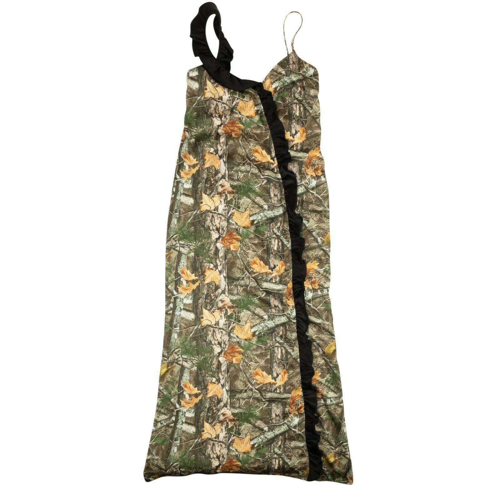 Palm Angels 82NGG-PA-1419/40 NWT PALM ANGELS Green & Brown Forest Print Dress Size 4/40 $965 82NGG-PA-1419/40