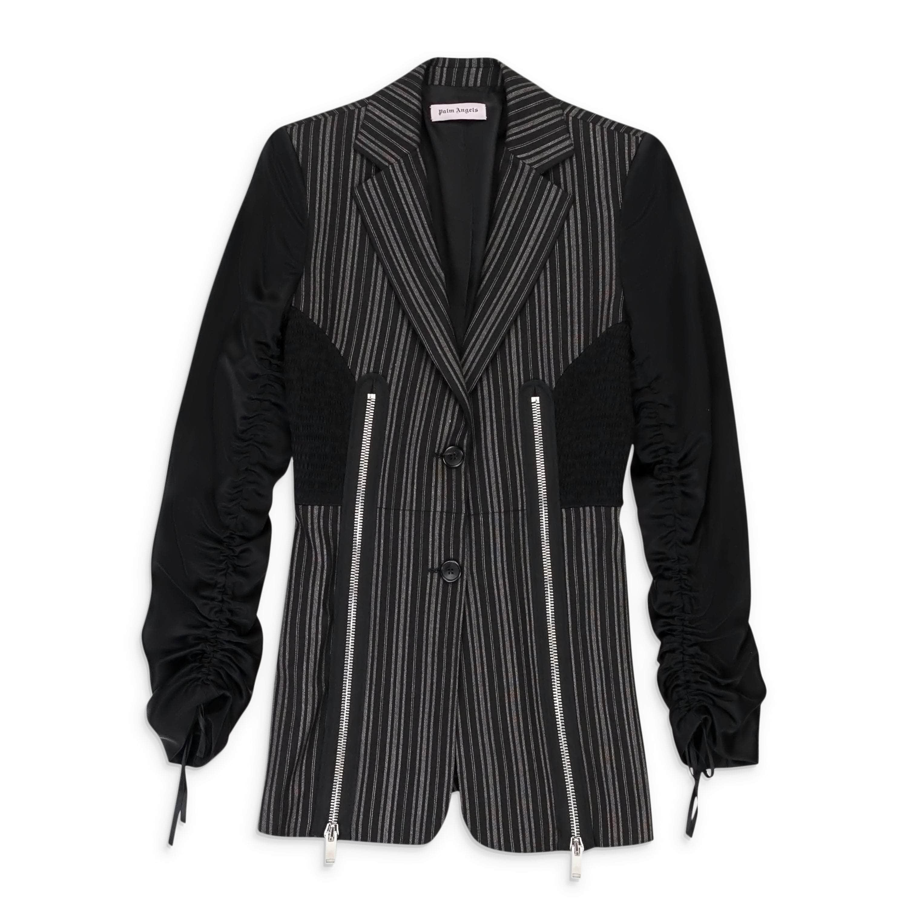 Palm Angels 82NGG-PA-27/40 NEW PALM ANGELS Black Stripe Cinched Blazer Size 4/40 $2660 82NGG-PA-27/40