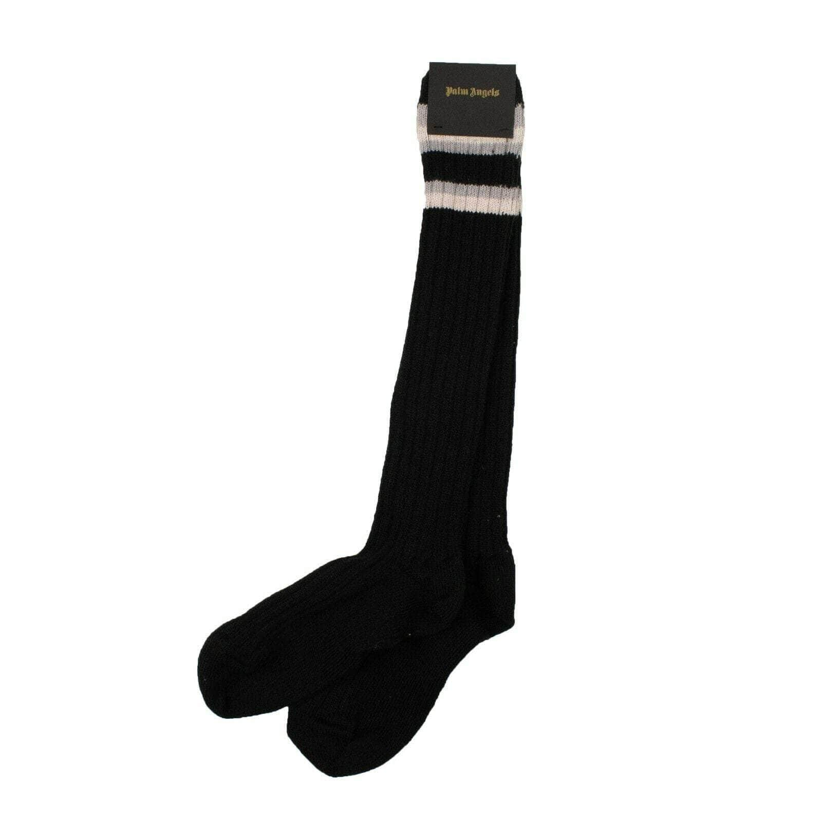 Palm Angels 82NGG-PA-3077/LXL NWT PALM ANGELS Black Ribbed Knit Knee High Socks Size L/XL $125 82NGG-PA-3077/LXL