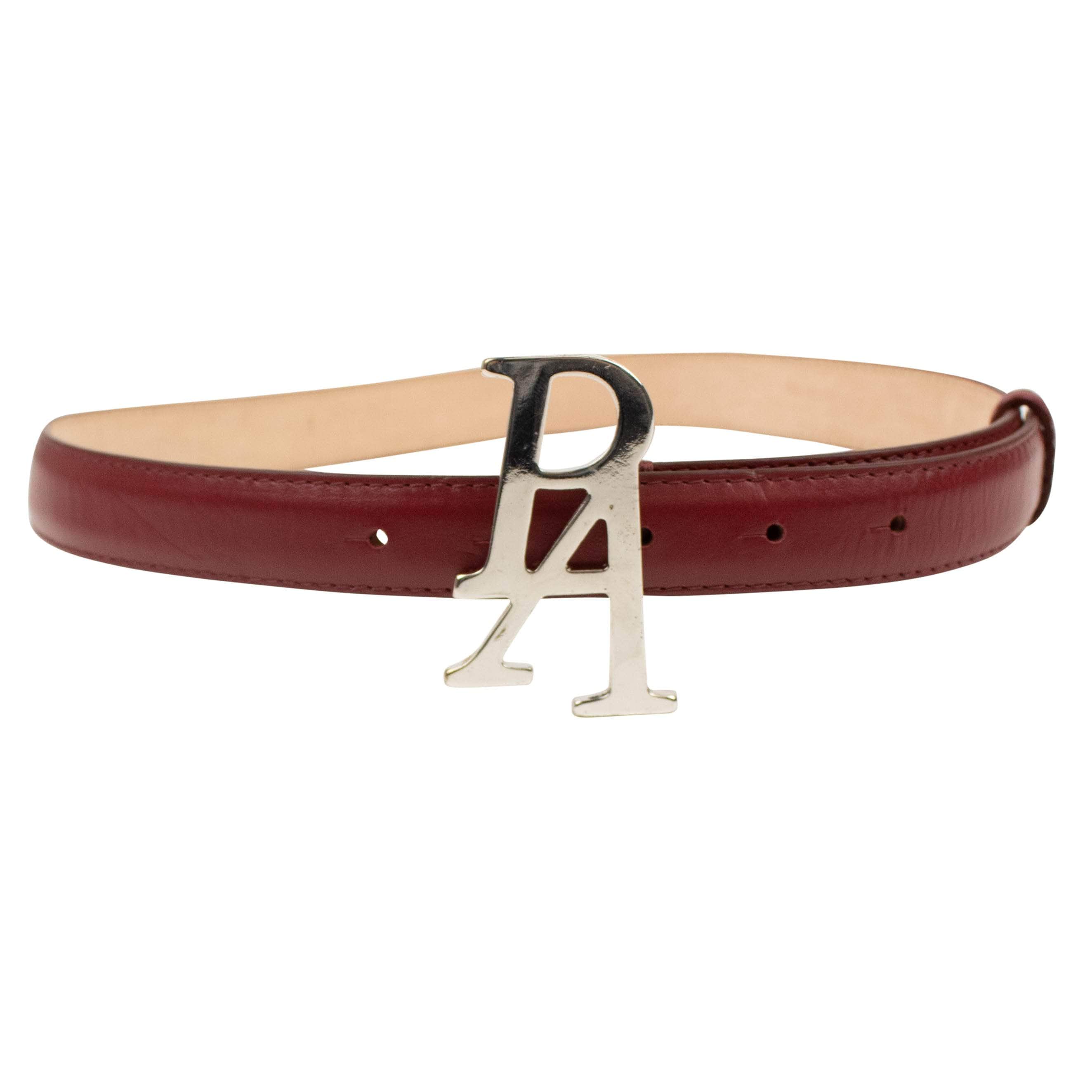 Palm Angels channelenable-all, chicmi, couponcollection, gender-womens, main-accessories, palm-angels, size-os, under-250 OS Red Leather Logo Plate Belt 82NGG-PA-3106 82NGG-PA-3106