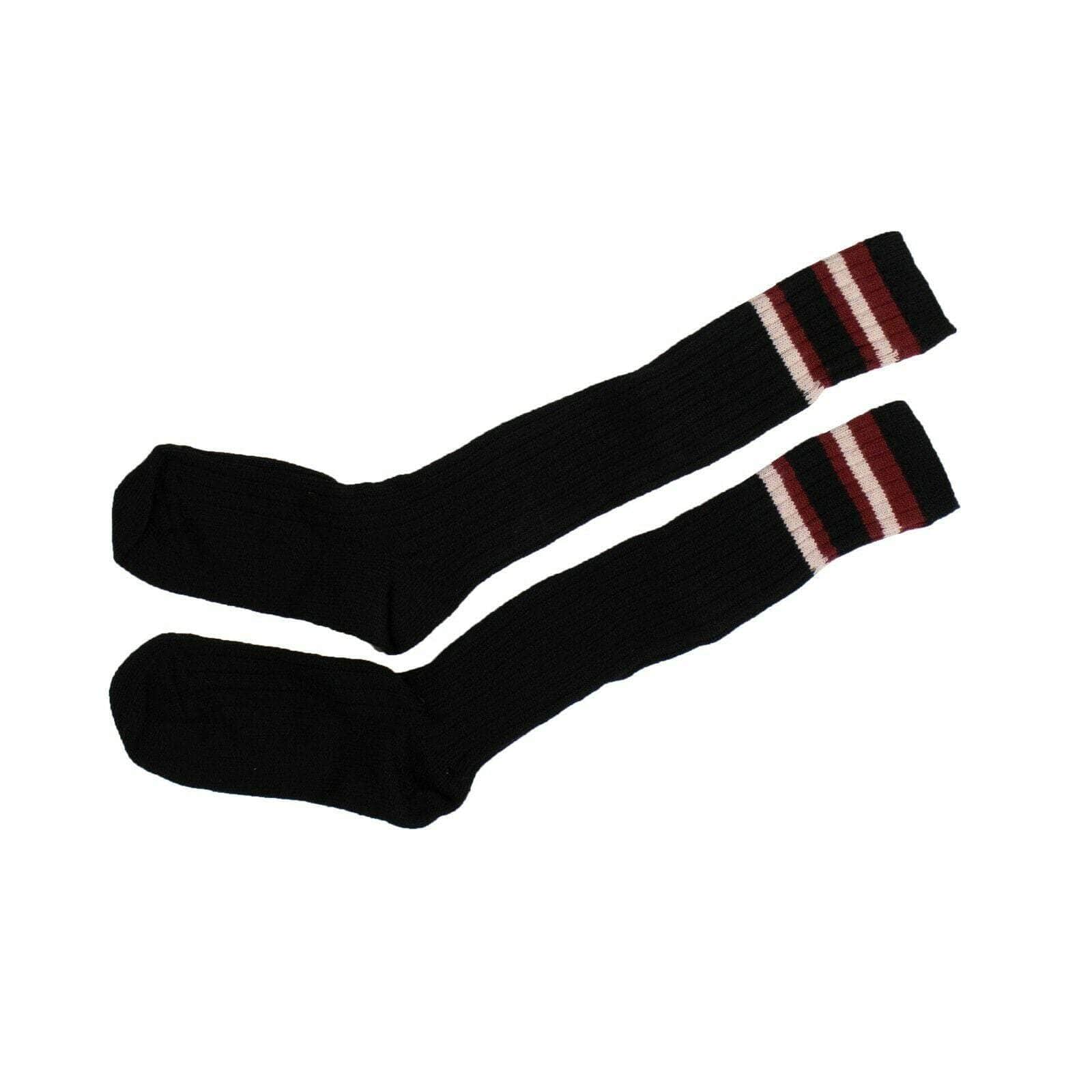 PALM ANGELS couponcollection, gender-mens, main-accessories, mens-socks, palm-angels, size-lxl, under-250 LXL Black/Bordeaux Ribbed Stiped Knee High Socks 82NGG-PA-3078/LXL 82NGG-PA-3078/LXL