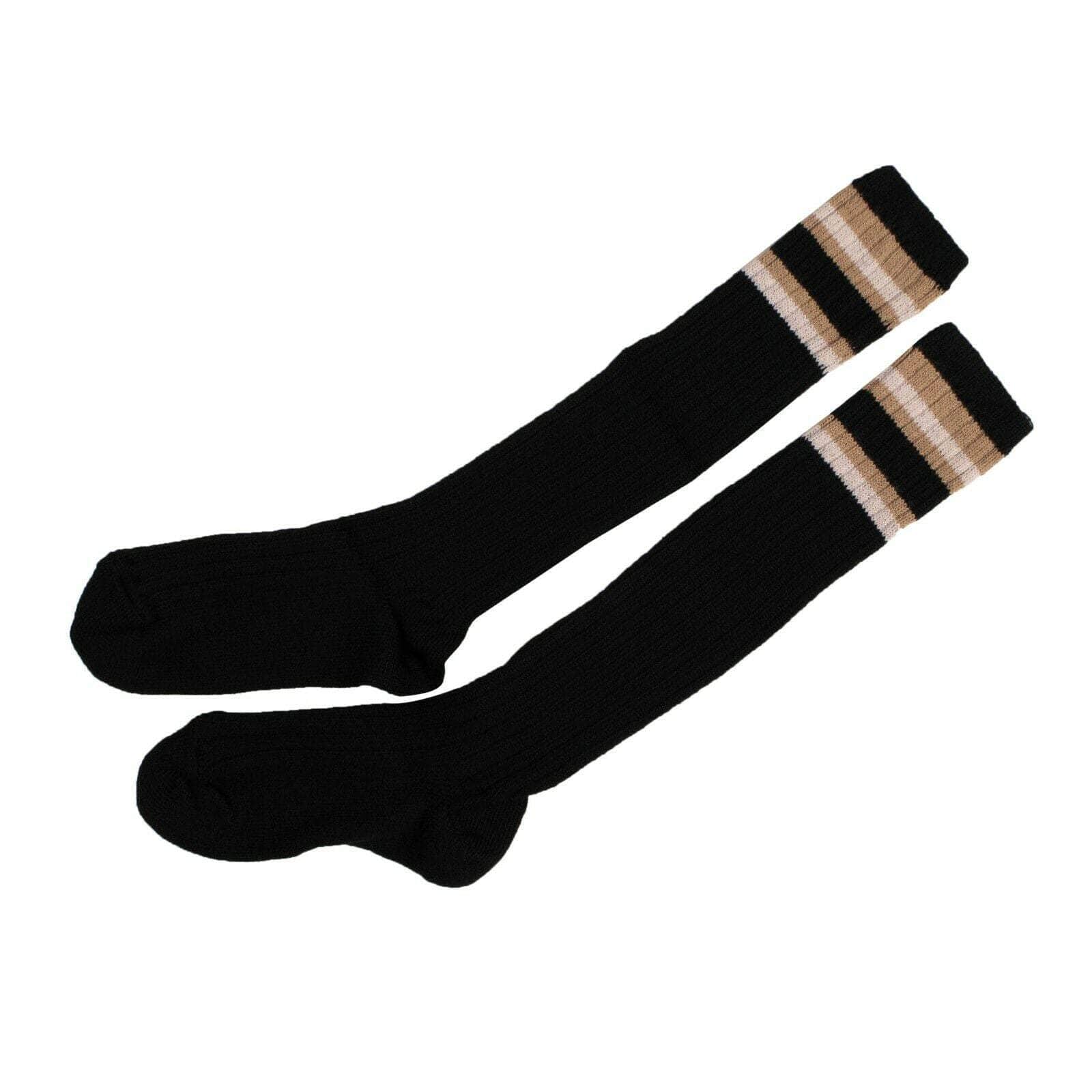 PALM ANGELS couponcollection, gender-mens, main-accessories, mens-socks, palm-angels, size-lxl, under-250 LXL Black Ribbed Stiped Knee High Socks 82NGG-PA-3080/LXL 82NGG-PA-3080/LXL