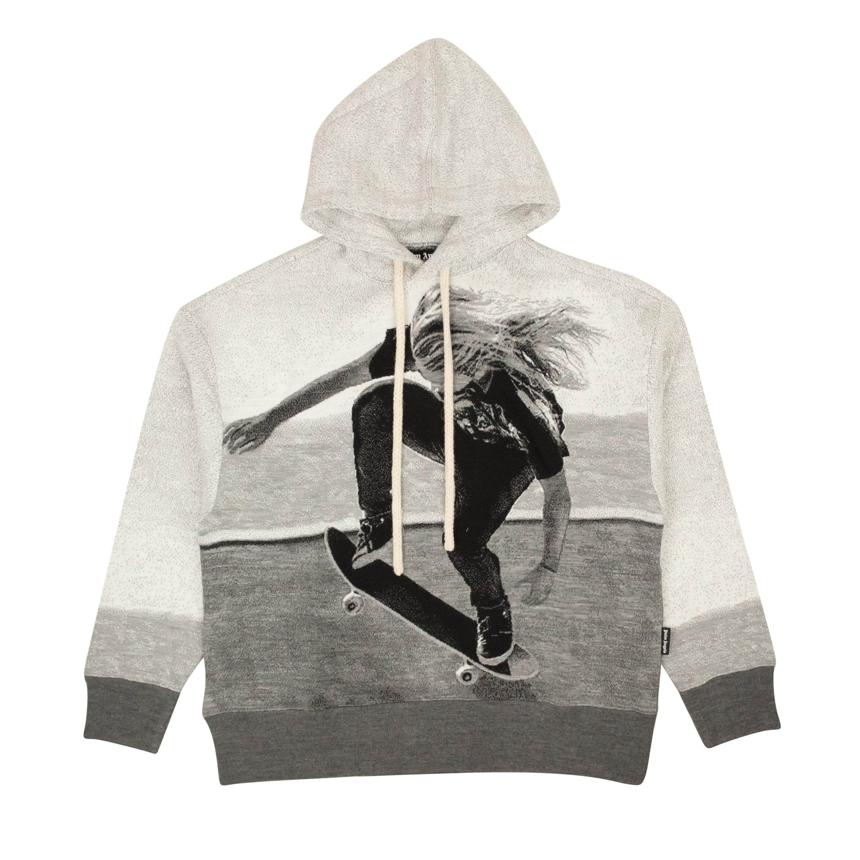 Palm Angels PLM-XHDS-0024/L NWT PALM ANGELS Grey Jacquard Skater Print Hoodie Sweatshirt Size L $945 PLM-XHDS-0024/L