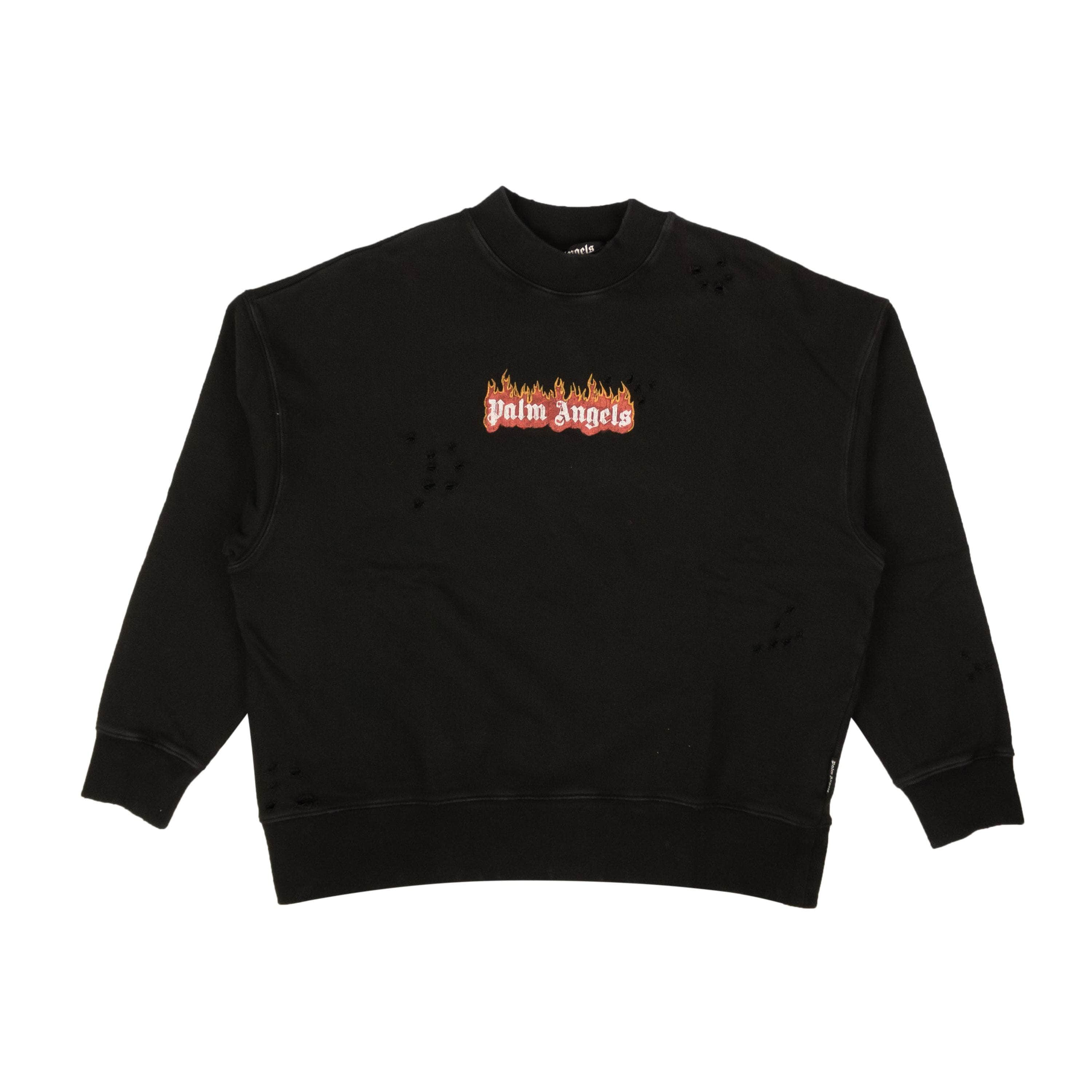 Palm Angels PLM-XHDS-0029/M NWT Palm Angels Black GD Burning Logo Crewneck Size M $740 PLM-XHDS-0029/M