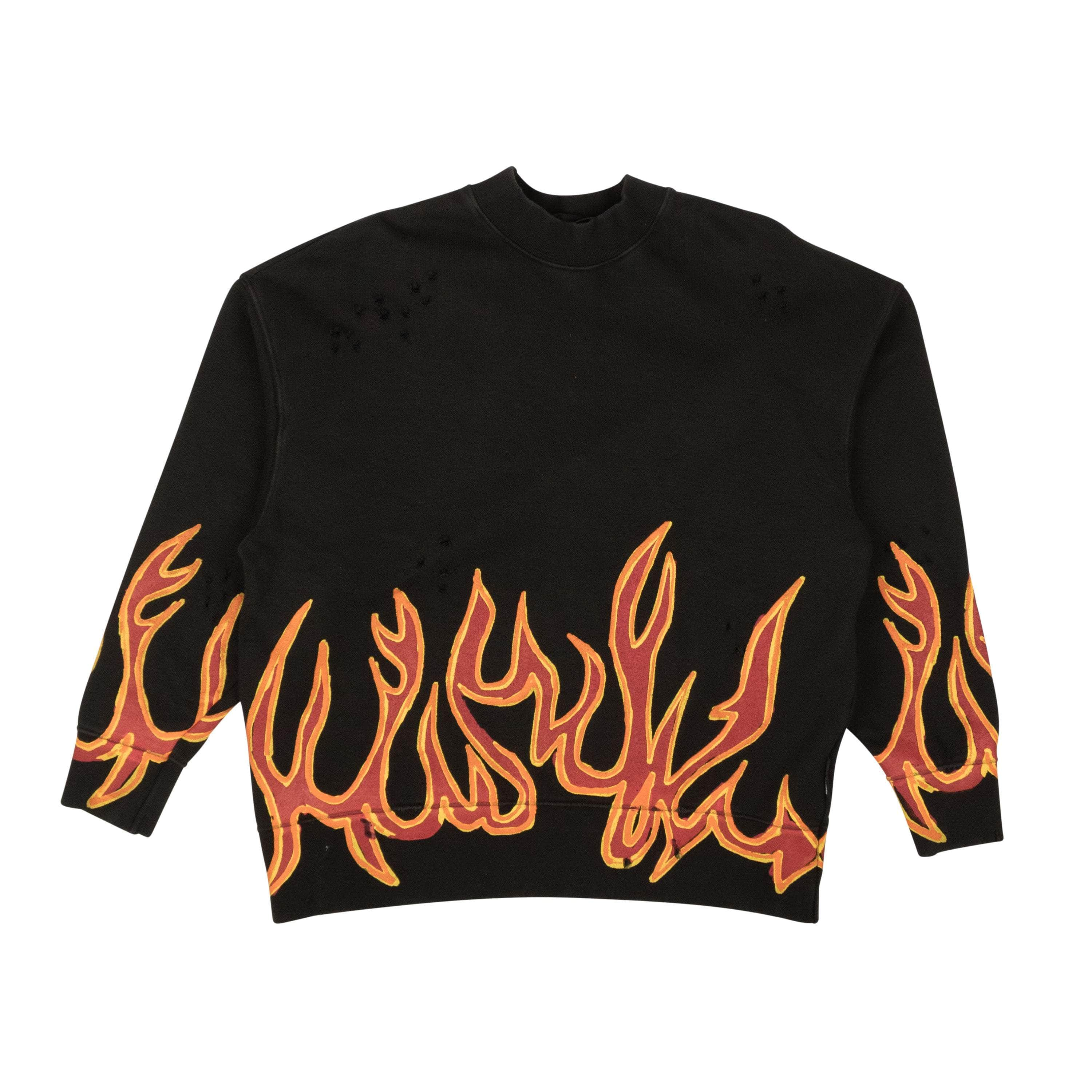 Palm Angels PLM-XHDS-0030/M NWT PALM ANGELS Black Graffiti Flames Crewneck Sweatshirt Size M $1080 PLM-XHDS-0030/M