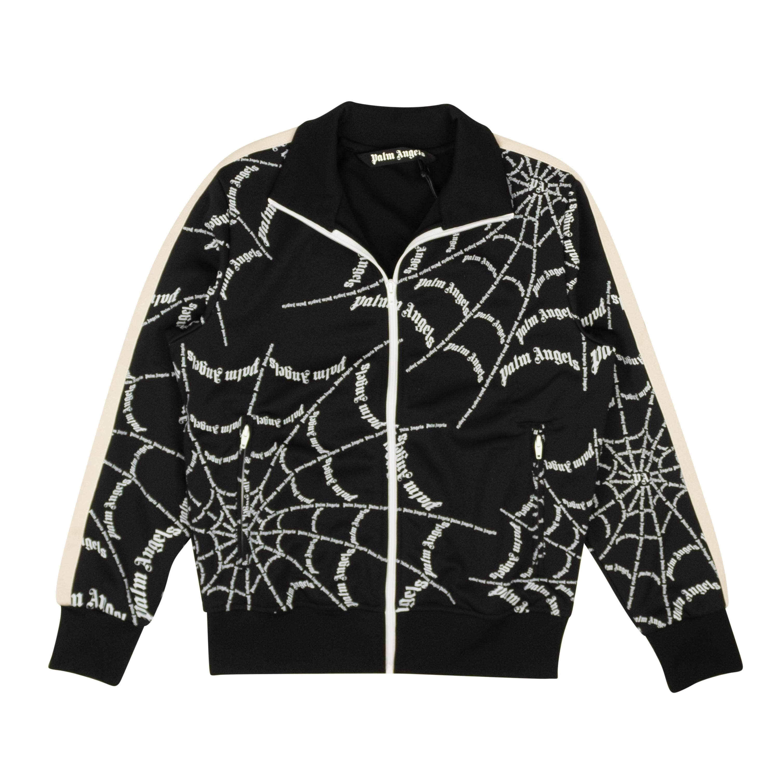 Palm Angels PLM-XOTW-0014/L NWT PALM ANGELS Black Spider Web Classic Track Jacket Size L $1050 PLM-XOTW-0014/L