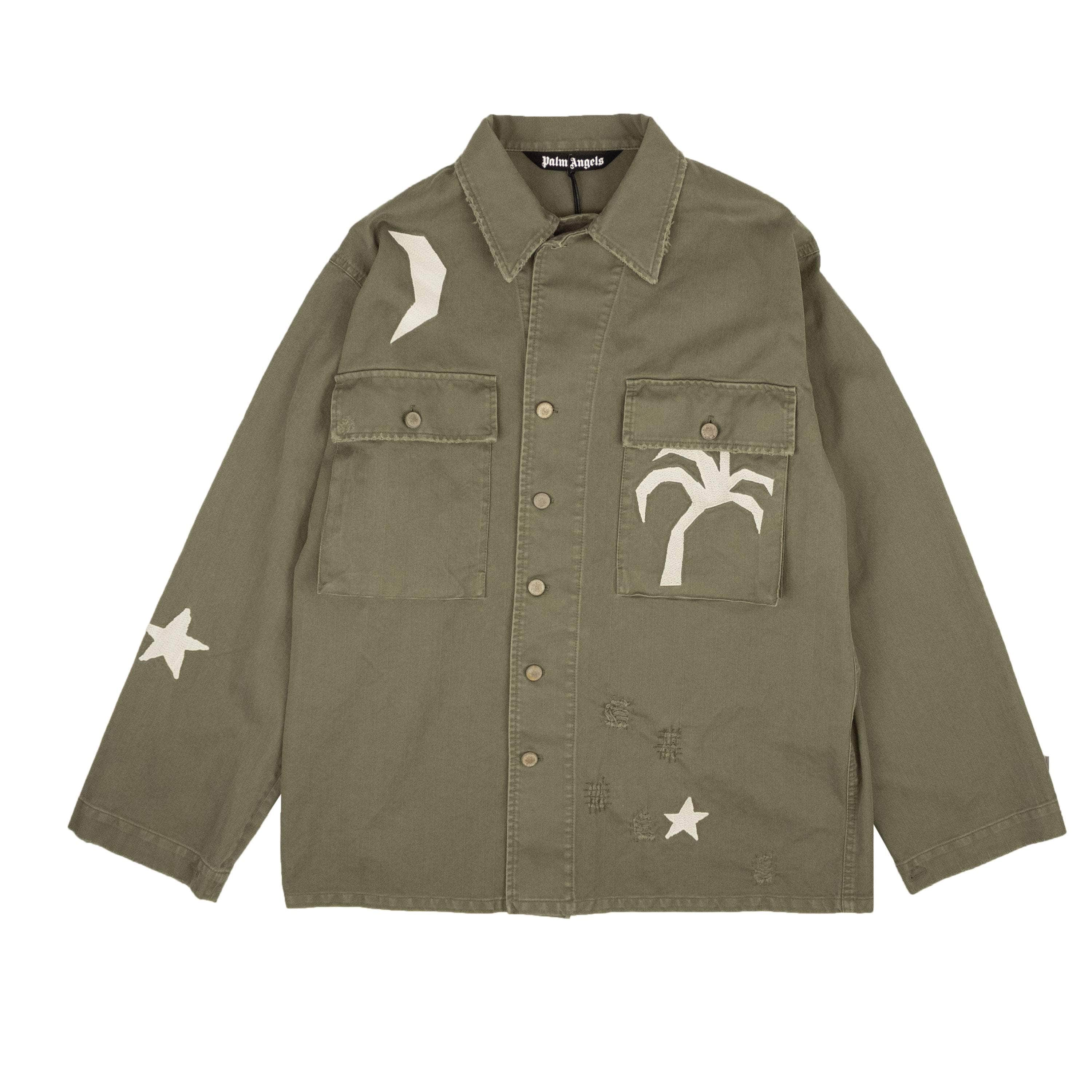 Palm Angels PLM-XOTW-0021/M NWT PALM ANGELS Olive Green Night Sky Military Jacket Size M $1350 PLM-XOTW-0021/M