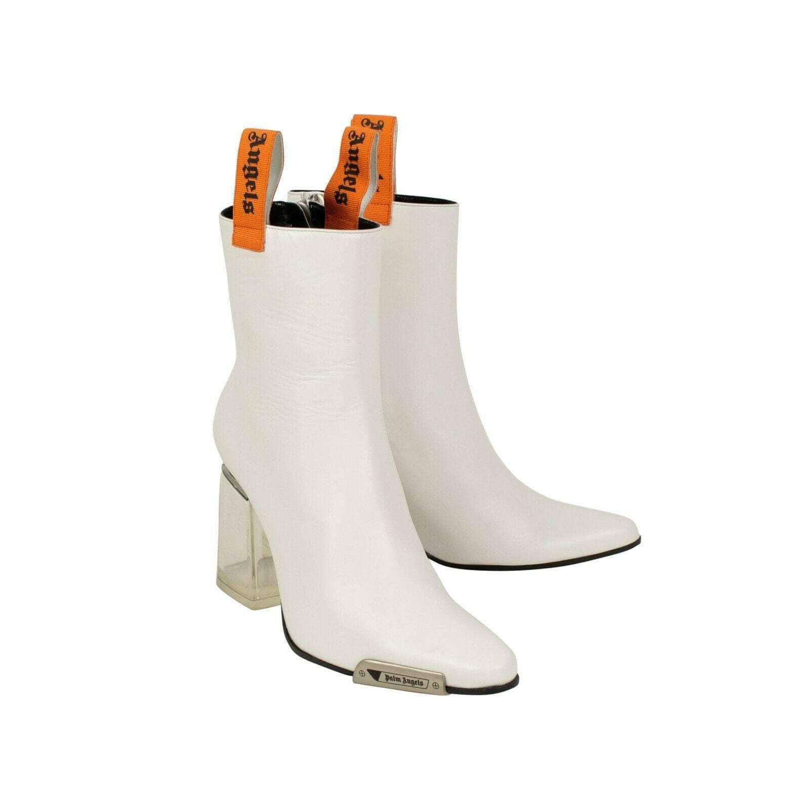 Palm Angels Women's Boots Block Heels Ankle Boots - White