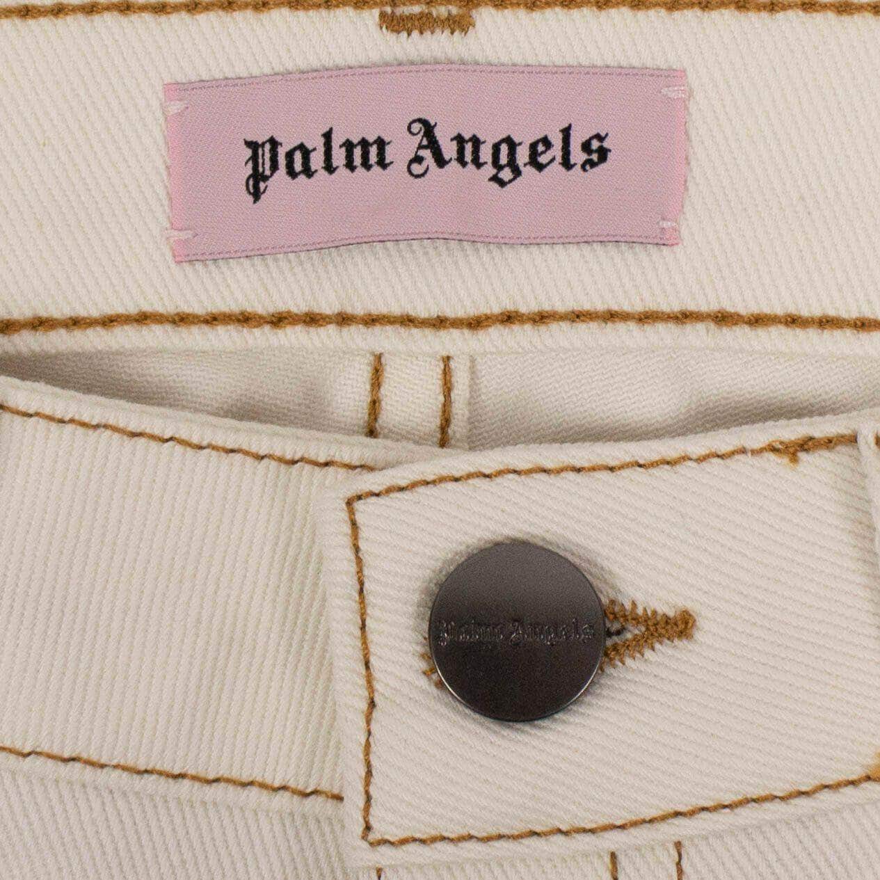 Palm Angels Women's Jeans Denim Yellow Stripped Stretch Jeans - White