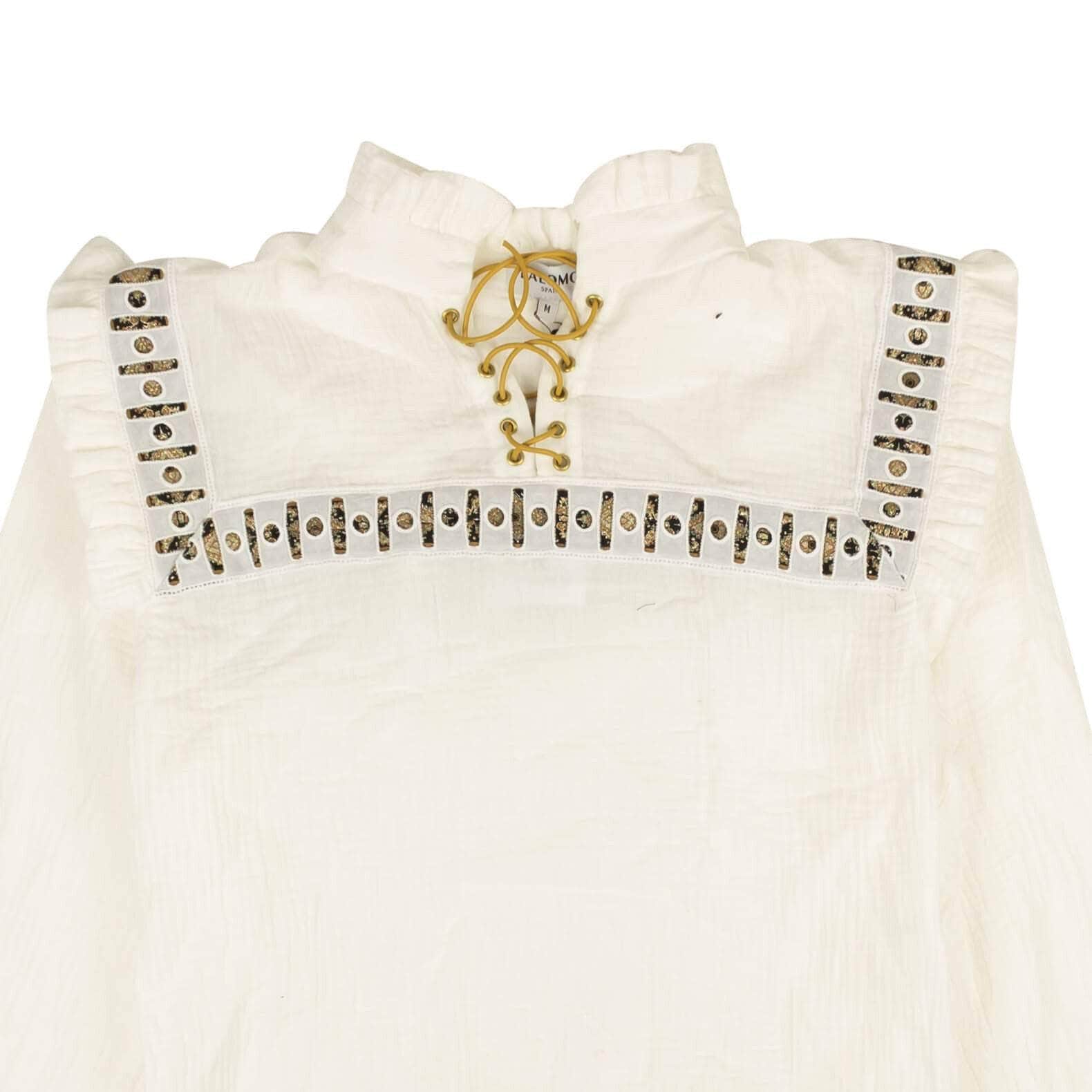 Palomo 250-500, channelenable-all, chicmi, couponcollection, gender-womens, main-clothing, MixedApparel, palomo, size-m, size-xs, womens-blouses White Lace Up Long Sleeve Blouse