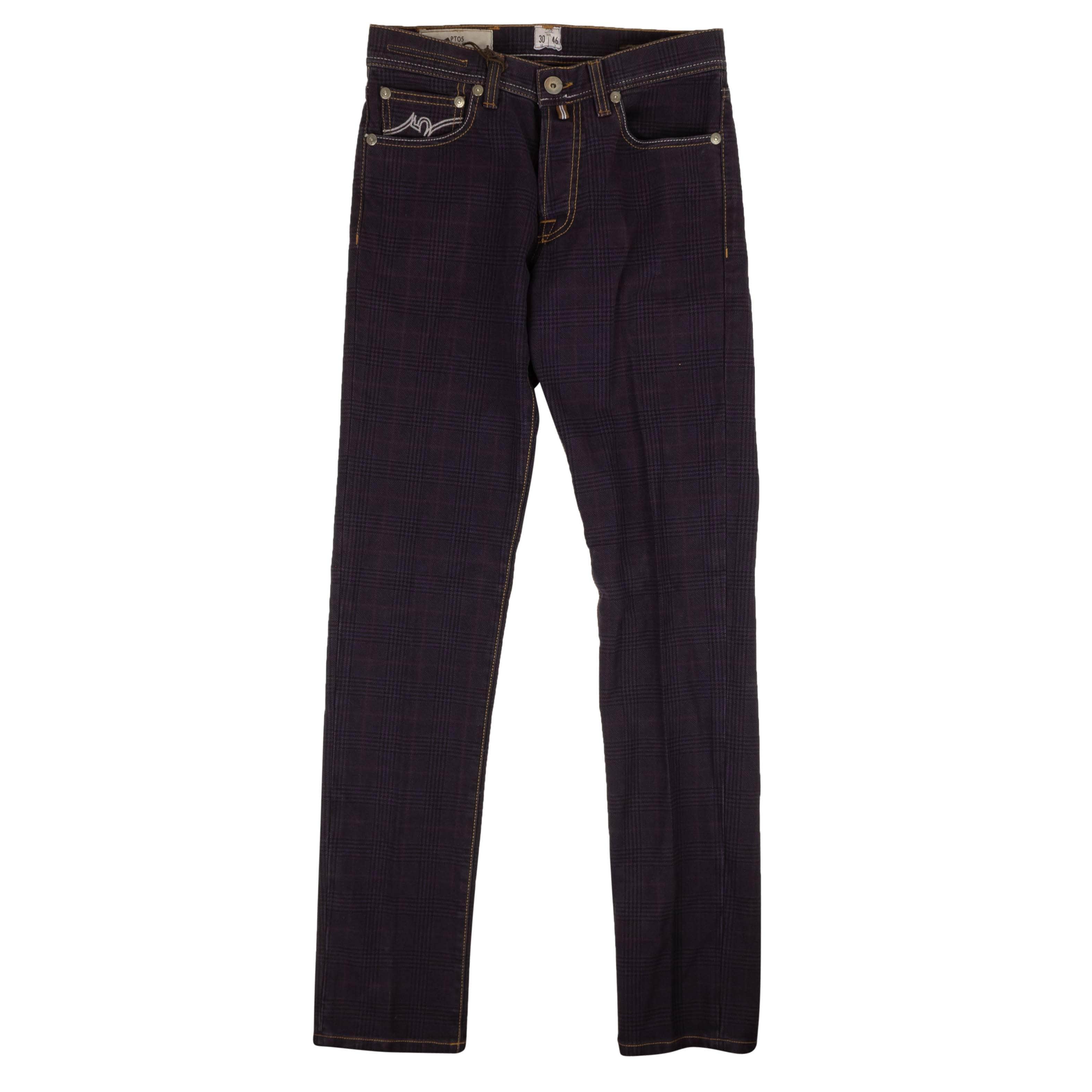 Pantaloni Torino 95-PTO-1002/30 NWT PANTALONI TORINO Purple Plaid Italian Selected Denim Jeans Size 30/40 $395 95-PTO-1002/30