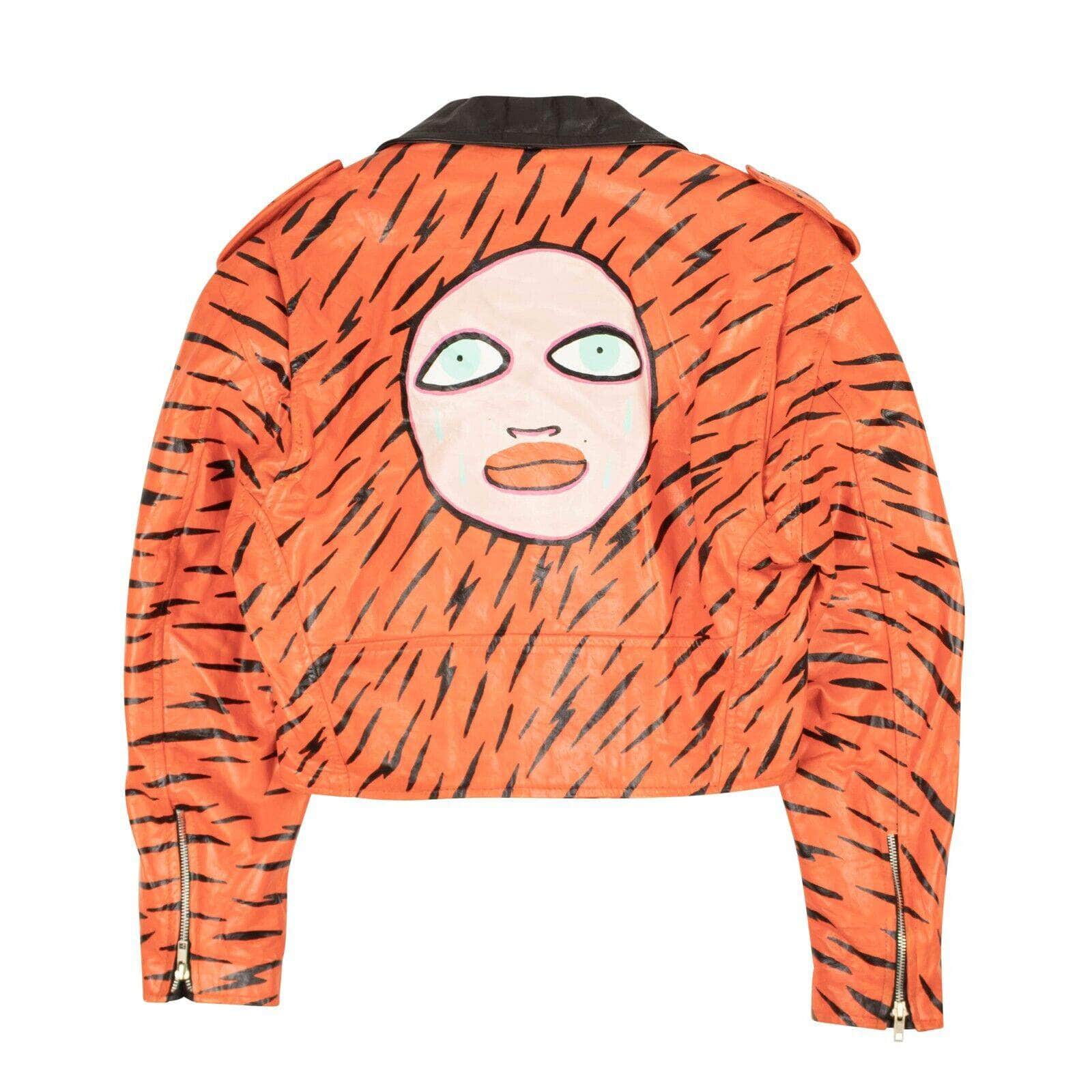 Orange Tiger Hand Painted Leather Jacket - GBNY