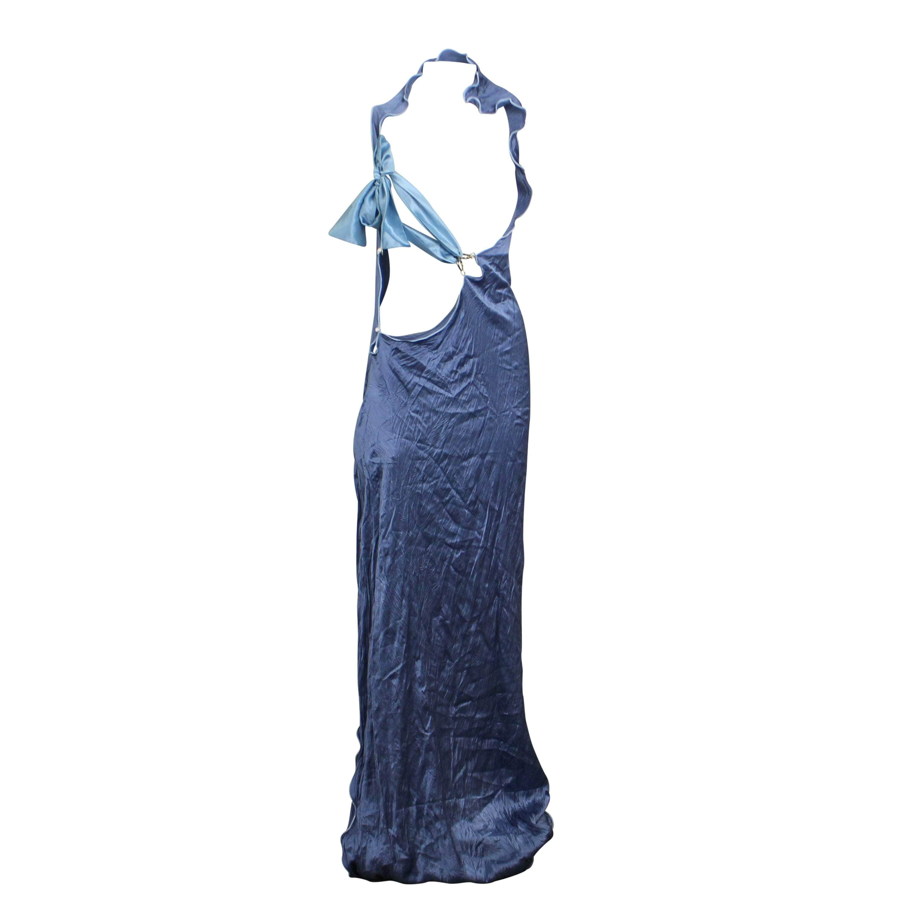 Peet Dullaert 95-PDT-0003/38 NWT Peet Dullaert DEEP OCEAN  ASYMMETRICAL CRUSHED SILK DRESS Size 38 $1660 95-PDT-0003/38