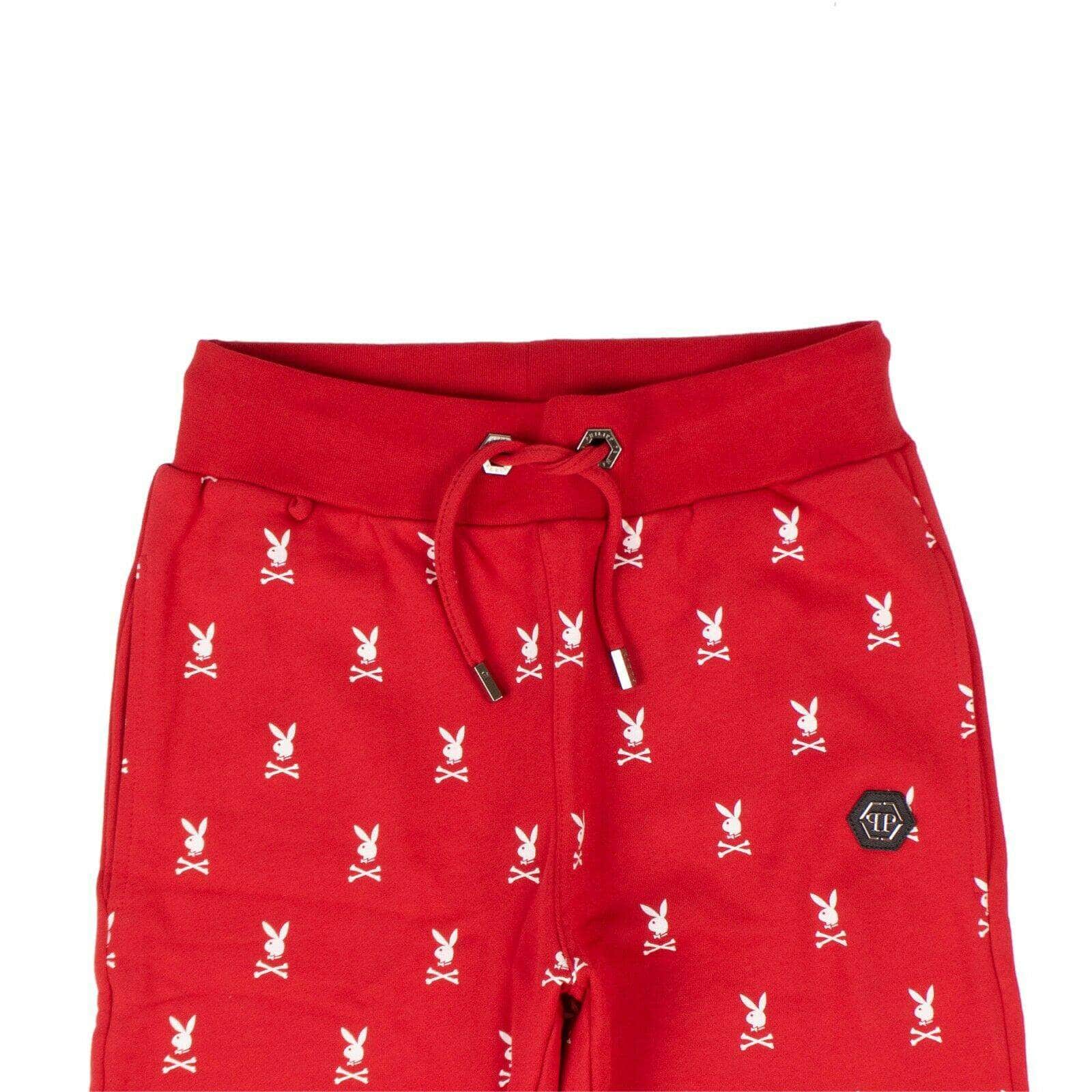 Philipp Plein 250-500, channelenable-all, chicmi, couponcollection, gender-mens, main-clothing, mens-joggers-sweatpants, mens-shoes, philipp-plein, size-3xl, size-4xl, size-xl, size-xxl PHILIPP PLEIN x PLAYBOY Red Skull Bunny Print Jogging Sweatpants