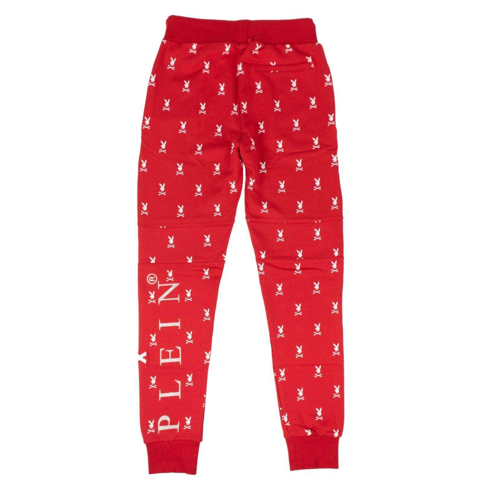 Philipp Plein 250-500, channelenable-all, chicmi, couponcollection, gender-mens, main-clothing, mens-joggers-sweatpants, mens-shoes, philipp-plein, size-3xl, size-4xl, size-xl, size-xxl PHILIPP PLEIN x PLAYBOY Red Skull Bunny Print Jogging Sweatpants