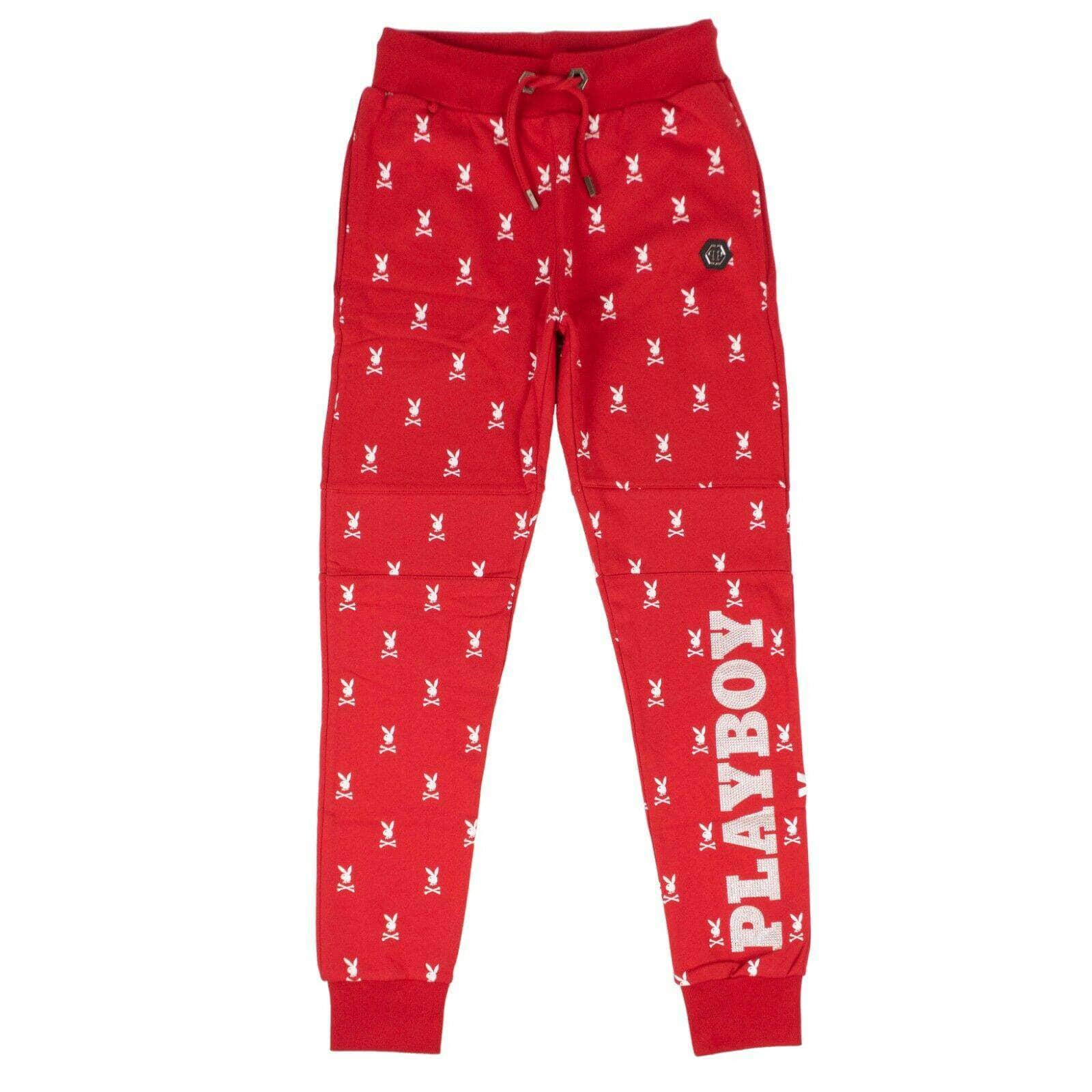 Philipp Plein 75LE-1055/4XL NWT PHILIPP PLEIN x PLAYBOY Red Skull Bunny Jogging Sweatpants Size 4XL $995 75LE-1055/4XL